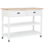 Beliani Kitchen Trolley White Light Wood Top 2 Shelves 2 Cutlery Drawers Casters Scandinavian Modern