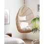 Beliani Hanging Chair Beige Rattan Ceiling-Mounted Indoor-Outdoor Egg Shape Boho