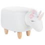 Beliani Animal Unicorn Children Stool White Polyester Fabric Upholstered Wooden Legs Nursery Footstool