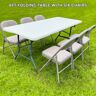 DENNY INT LTD (6FT FOLDING TABLE + 6 FOLDING CHAIRS) 6FT CAMPING CATERING HEAVY DUTY FOLDING T