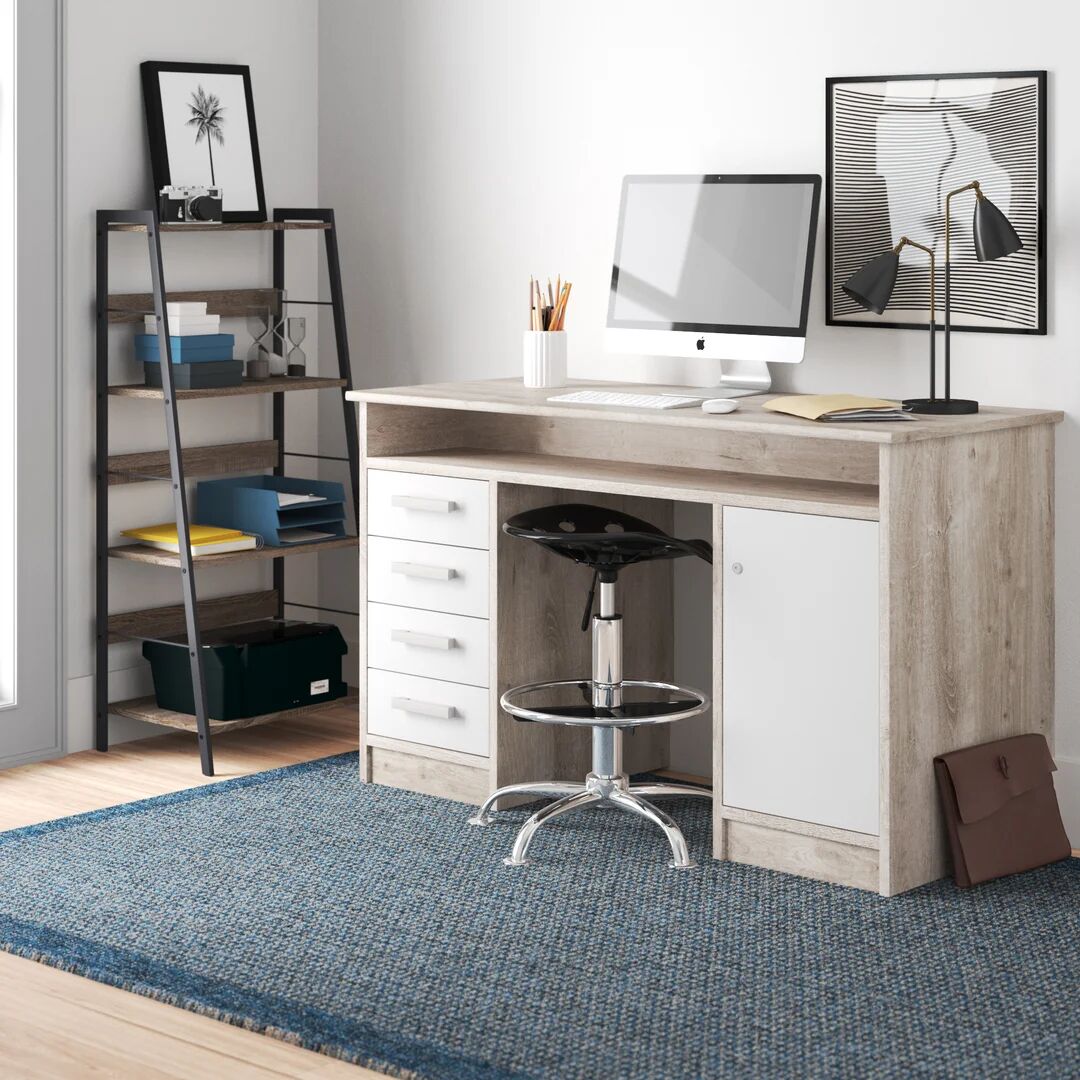 Photos - Office Desk Zipcode Design Canonero Writing Desk brown/gray/white 75.8 H x 126.0 W x 5