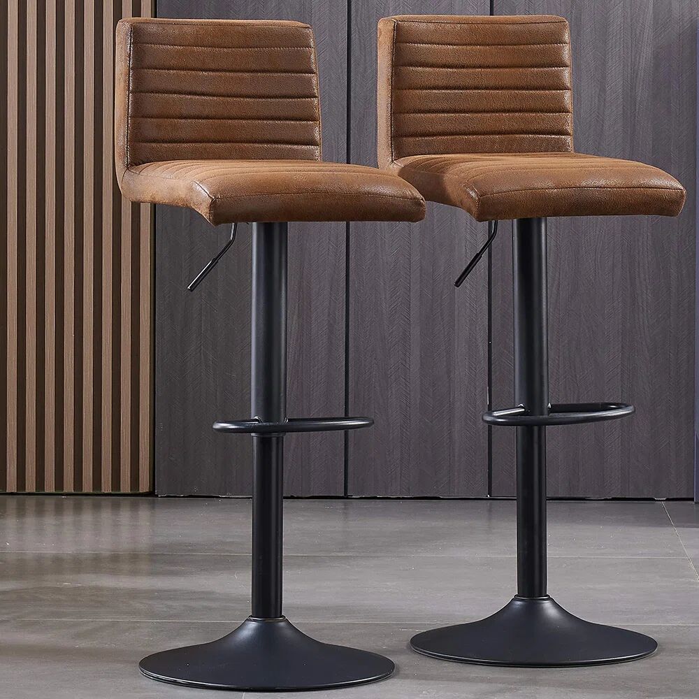 Photos - Chair Rio Vintage Suede Upholstered Height Adjustable Bar Stools brown 40.0 W x 