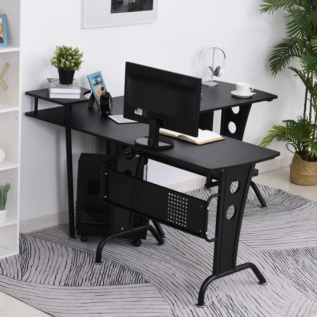 Photos - Office Desk Mack + Milo Dinges L-Shape Executive Desk black/brown 86.5 H x 165.0 W x 1