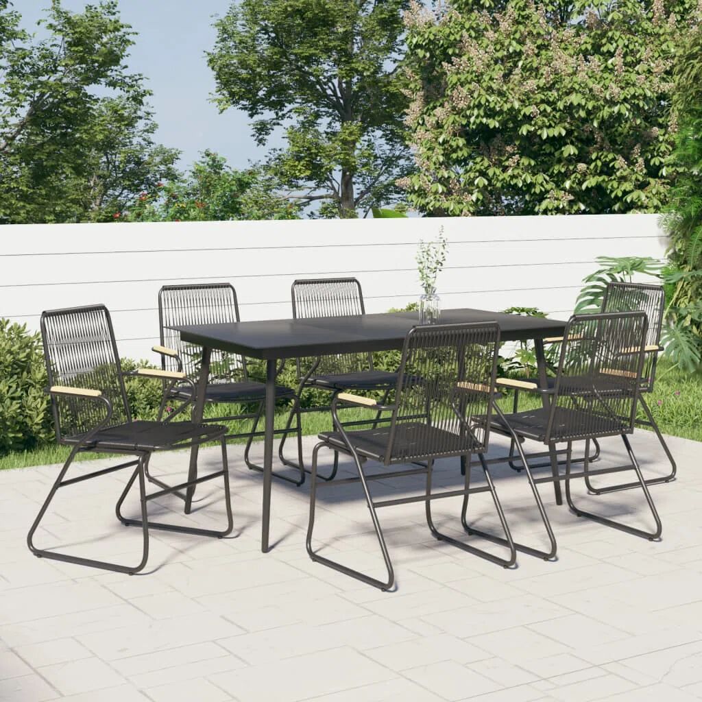 Photos - Garden Furniture Latitude Run Miconia 7 Piece Rectangular 6 - Person Dining Set white 150.0