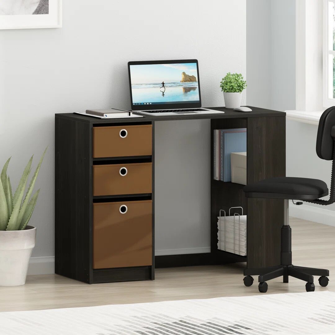 Photos - Office Desk 17 Stories Bracan Writing Computer Desk with Bin Drawers brown 74.4 H x 10