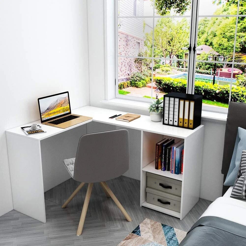 Photos - Office Desk Zipcode Design Upsilon L-Shape Computer Desk white 73.5 H x 135.0 W x 108.