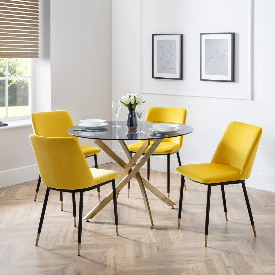 Photos - Dining Table Julian Bowen Canora Grey Set of Gerson Round Tables and 4 Delaunay Chairs yellow 75.0 H 