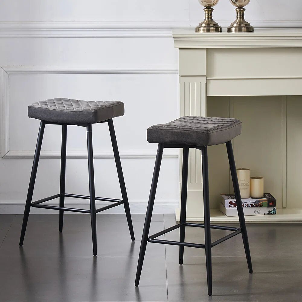 Photos - Chair George Oliver Kanisha 70cm Upholstered Velvet Stool gray 70.0 H x 45.0 W x