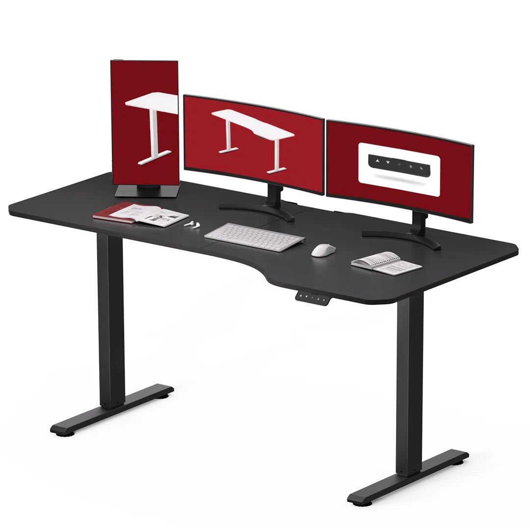 Photos - Office Desk Inbox Zero Electric Height Adjustable Standing Desk with Corner 160cm brow