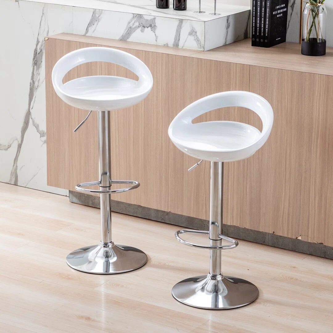 Photos - Chair Zipcode Design Height-adjustable bar stool Lakisha white 46.0 W x 41.0 D c