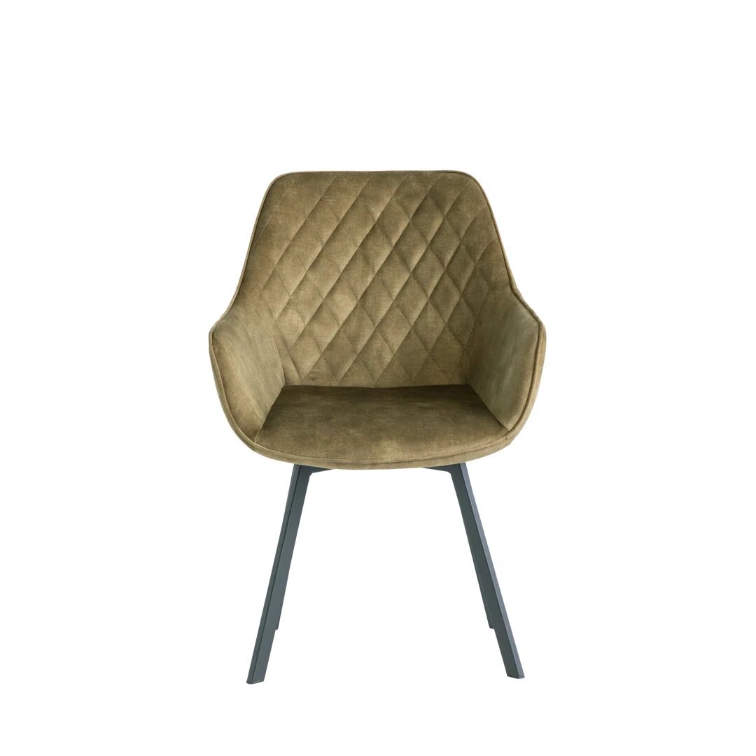 Photos - Chair World Furniture VIOLA SWIVEL DINING  - ANTIQUE GOLD VELVET green 88.0