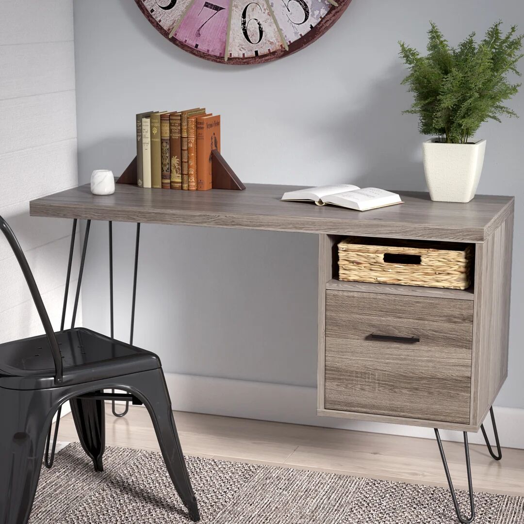 Photos - Office Desk Laurel Foundry Tristan Desk brown/gray 71.0 H x 114.0 W x 50.0 D cm