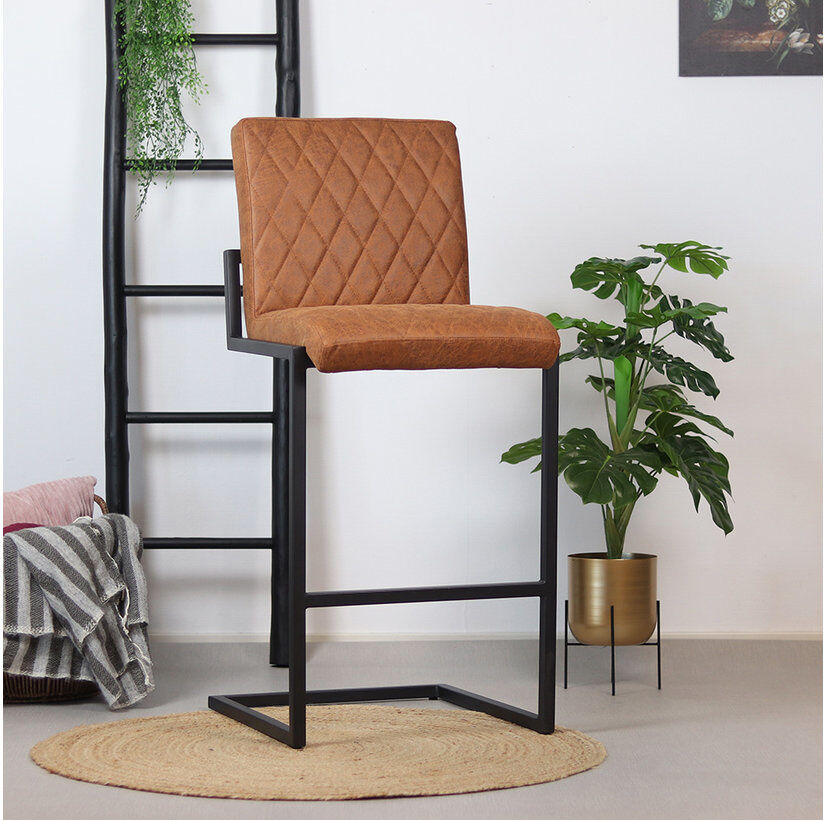 Furnwise Bar Stool Diamond Cognac Leather