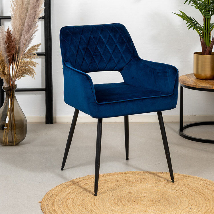 Furnwise Velvet dining chair Mika Blue with arm