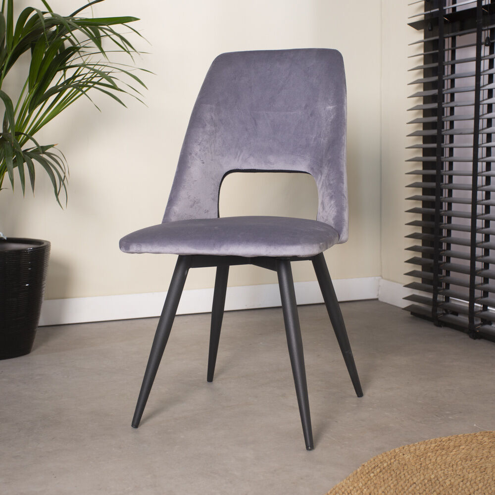 Furnwise Industrial Rotatable Dining Chair Mila Velvet Grey