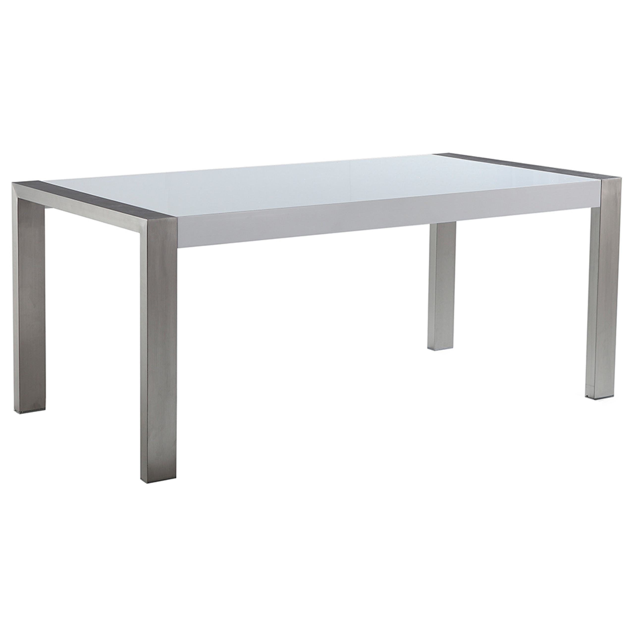 Photos - Dining Table Beliani Dining Room Table White with Silver Legs Stainless Steel 6 Seater 