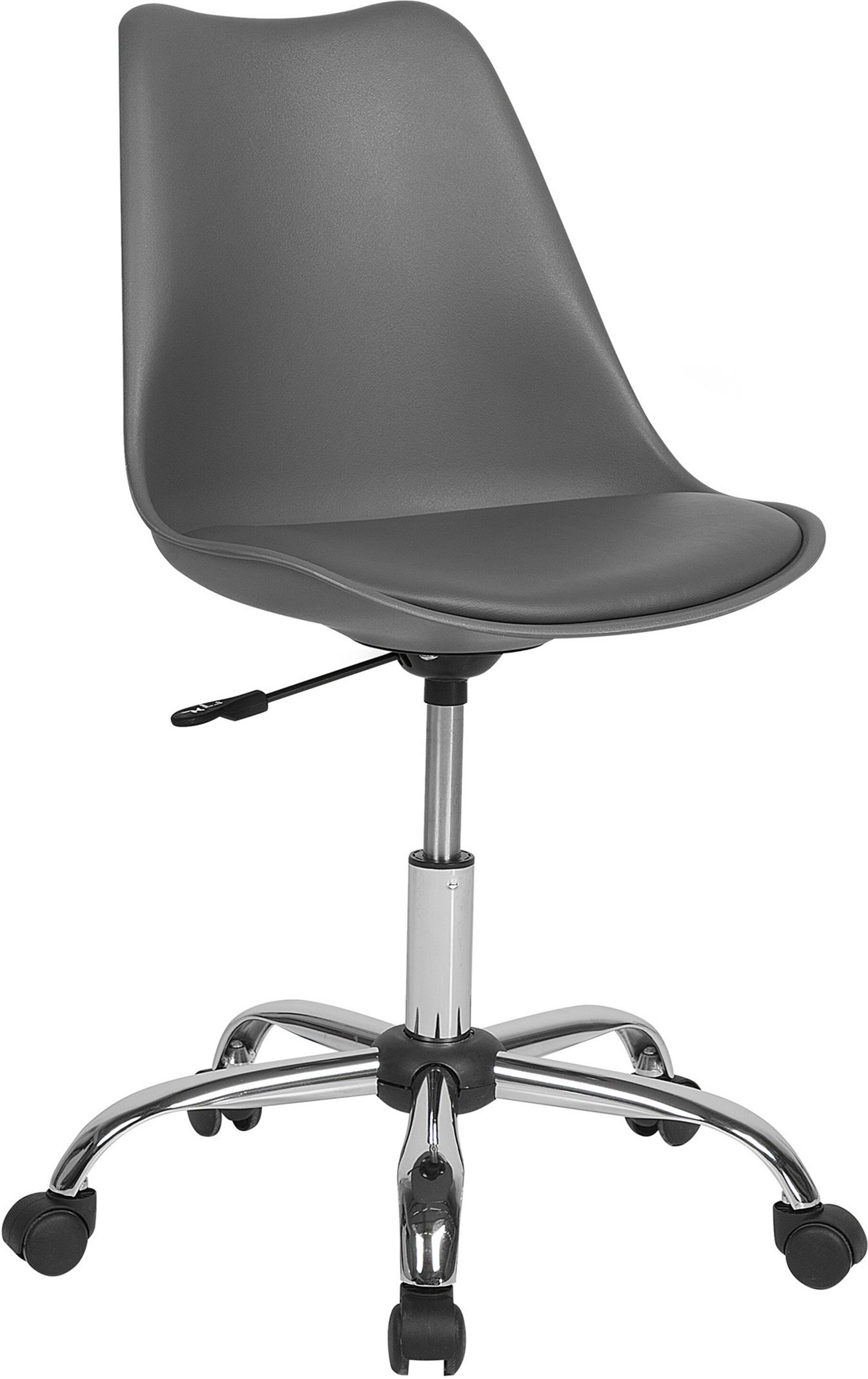 Photos - Computer Chair Beliani Desk Chair Grey Faux Leather Height Adjustable Computer Office Mat 