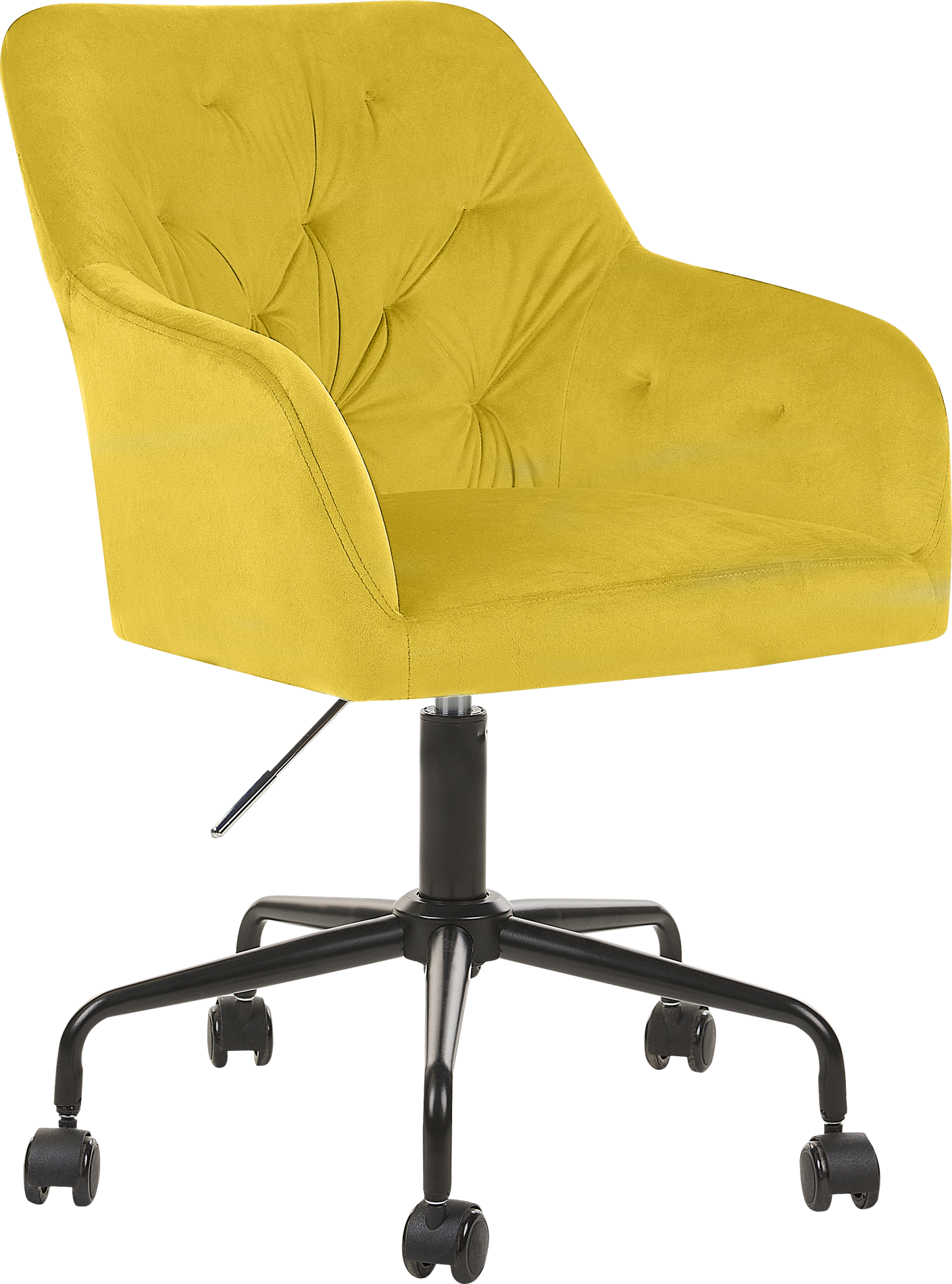 Photos - Computer Chair Beliani Office Swivel Chair Yellow Velvet Height Adjustable Full Swivel Bu 