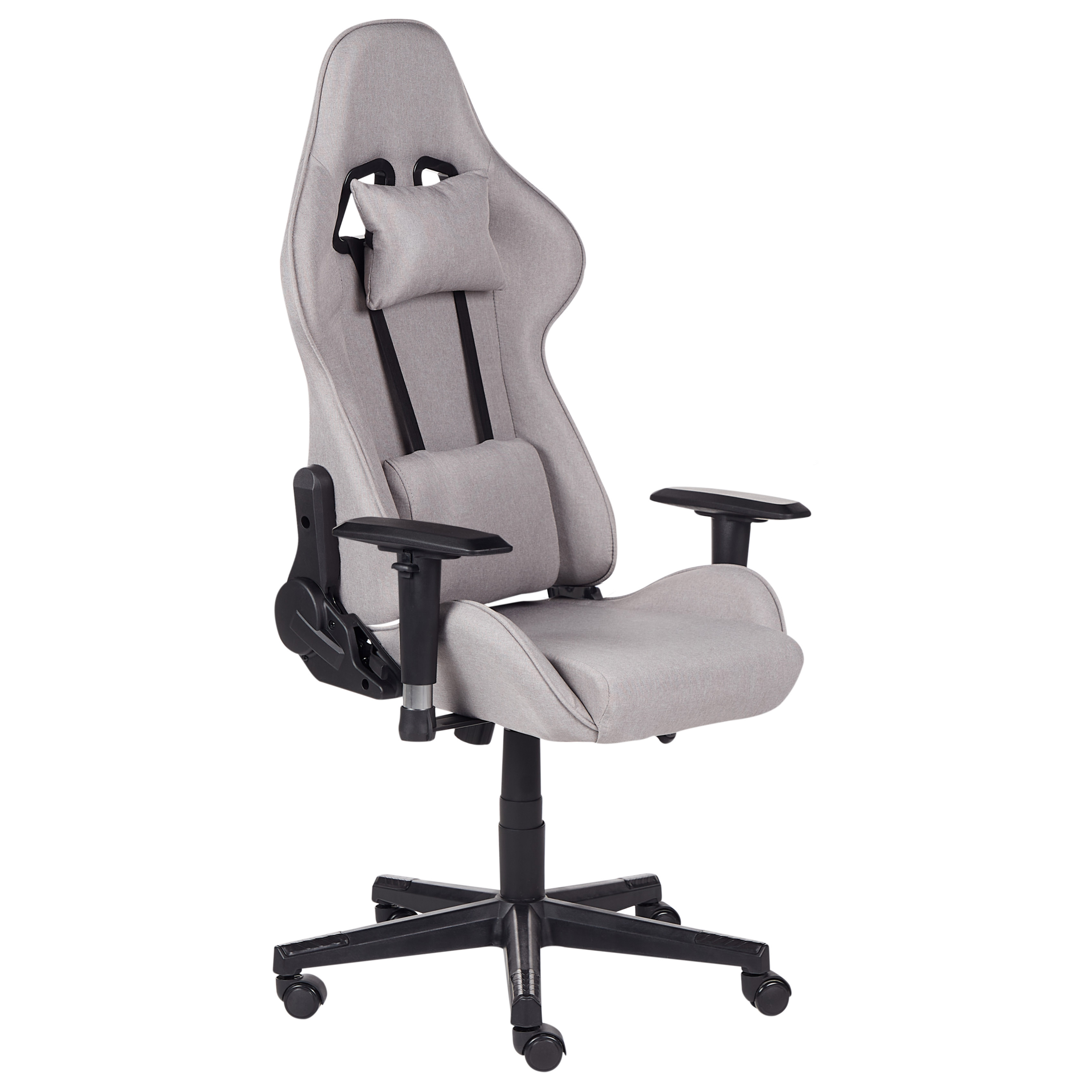 Photos - Computer Chair Beliani Gaming Chair Light Grey Fabric Swivel Adjustable Armrests and Heig 