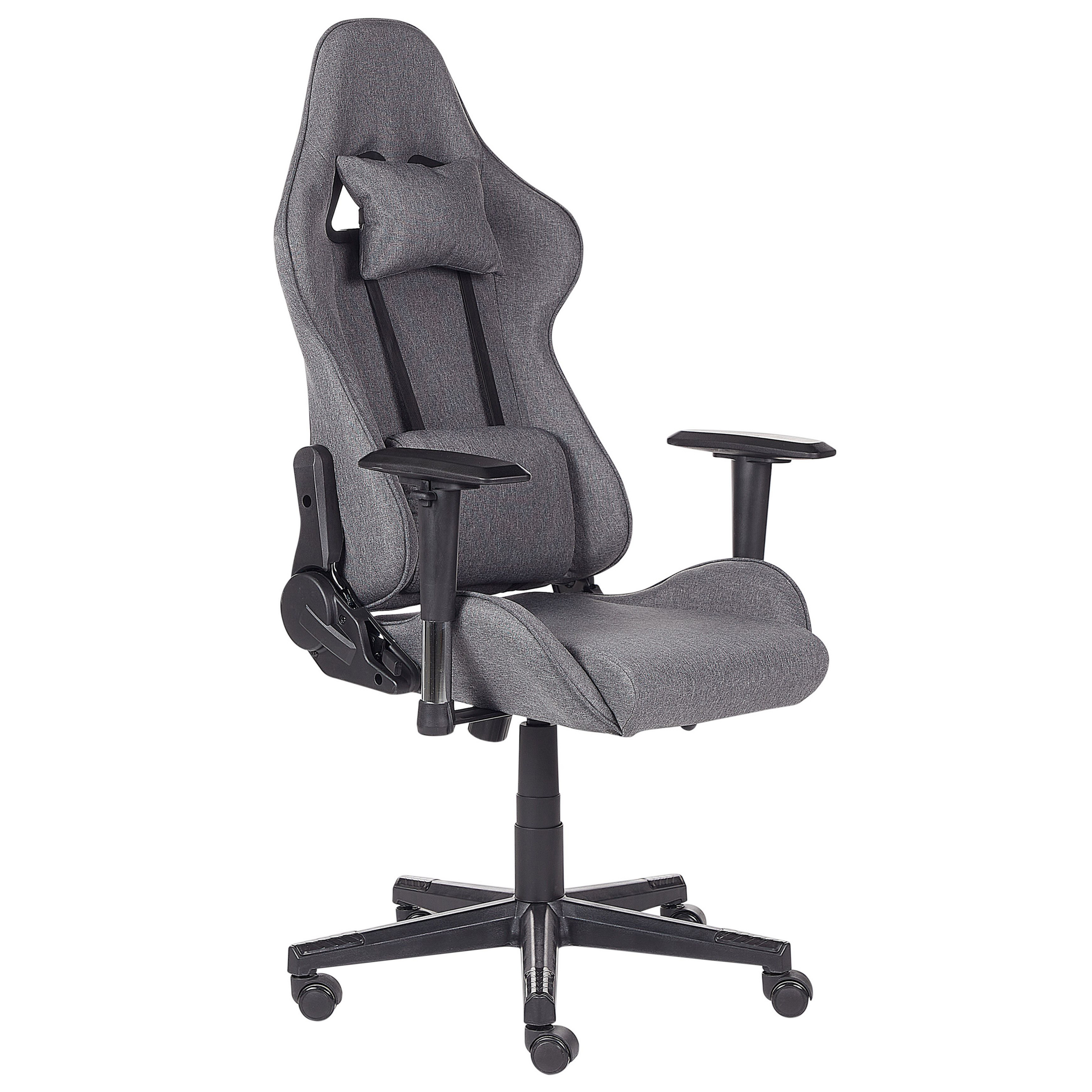 Photos - Computer Chair Beliani Gaming Chair Dark Grey Fabric Swivel Adjustable Armrests and Heigh 