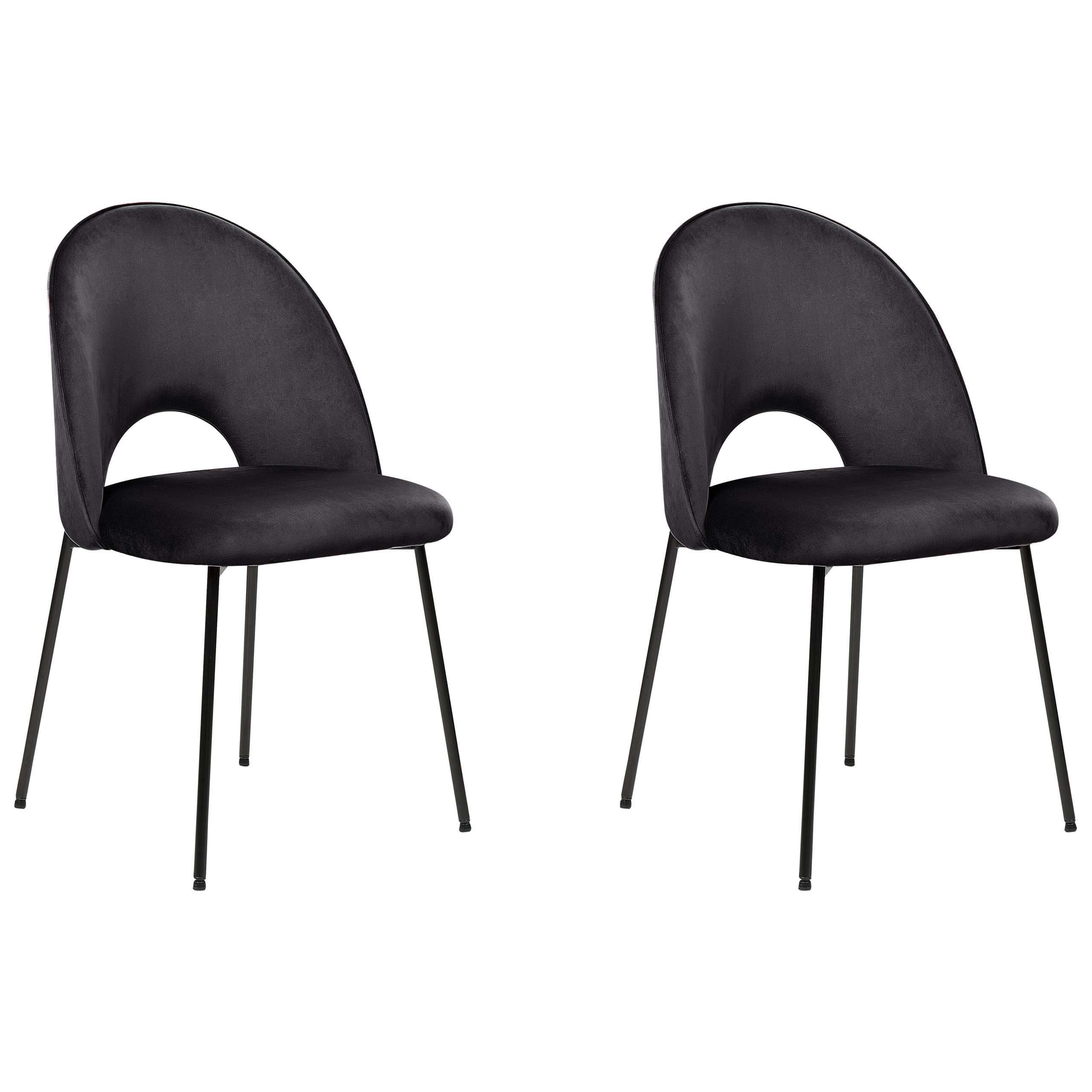 Photos - Chair Beliani Set of 2 Dining  Black Velvet Upholstery Black Legs Retro Gl 