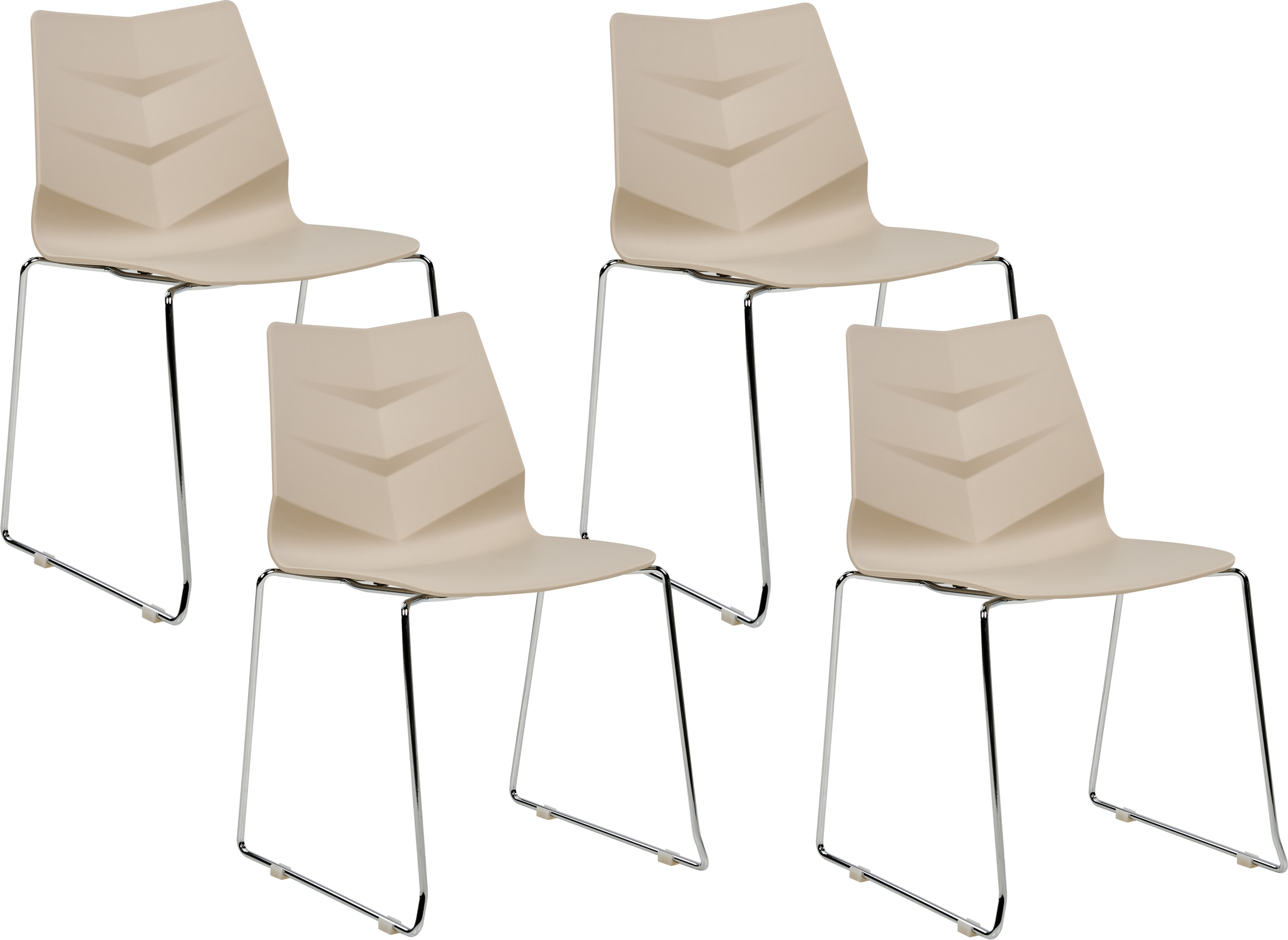 Photos - Chair Beliani Set of 4 Dining  Beige Stackable Armless Leg Caps Plastic St 