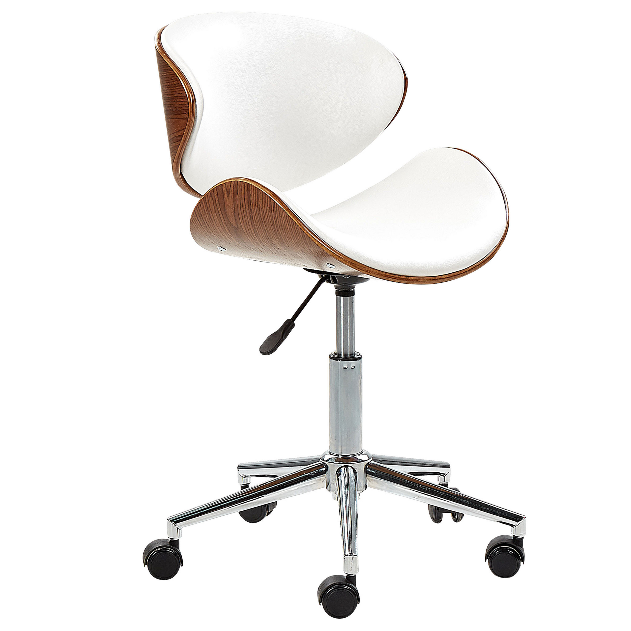 Photos - Computer Chair Beliani Desk Chair White Faux Leather Upholstered Gas Lift Height Adjustab 
