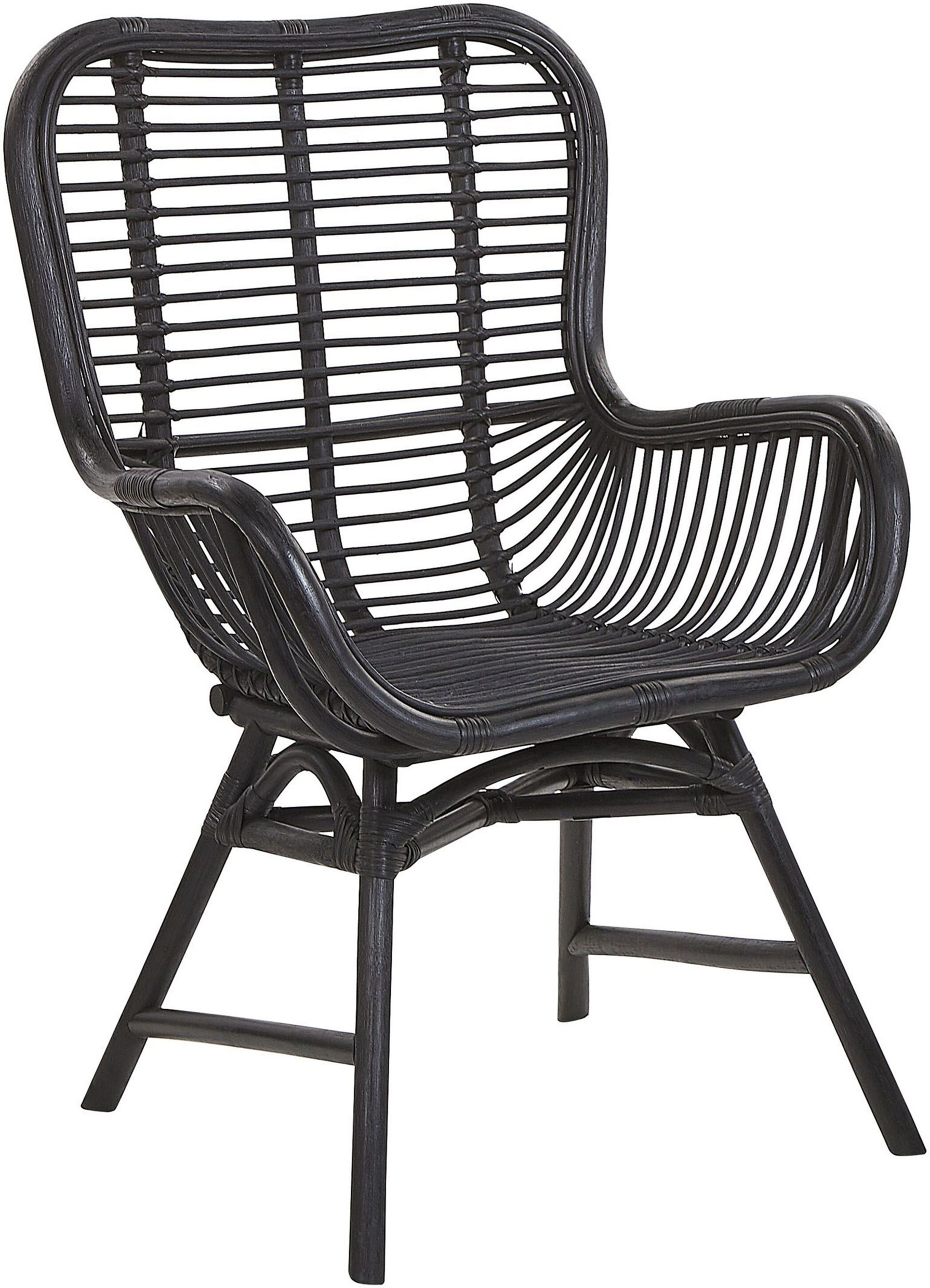 Photos - Chair Beliani Accent  Black Rattan Modern Indoor Dining Room Living Room Ma 