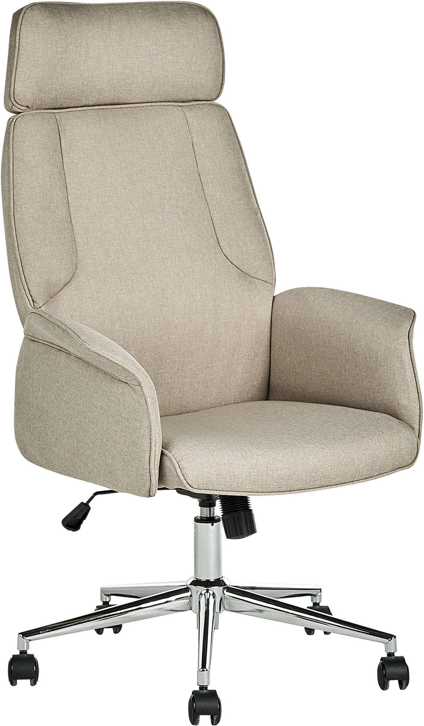 Photos - Computer Chair Beliani Office Chair Beige Fabric Swivel Adjustable Height Flared Arms Cas 