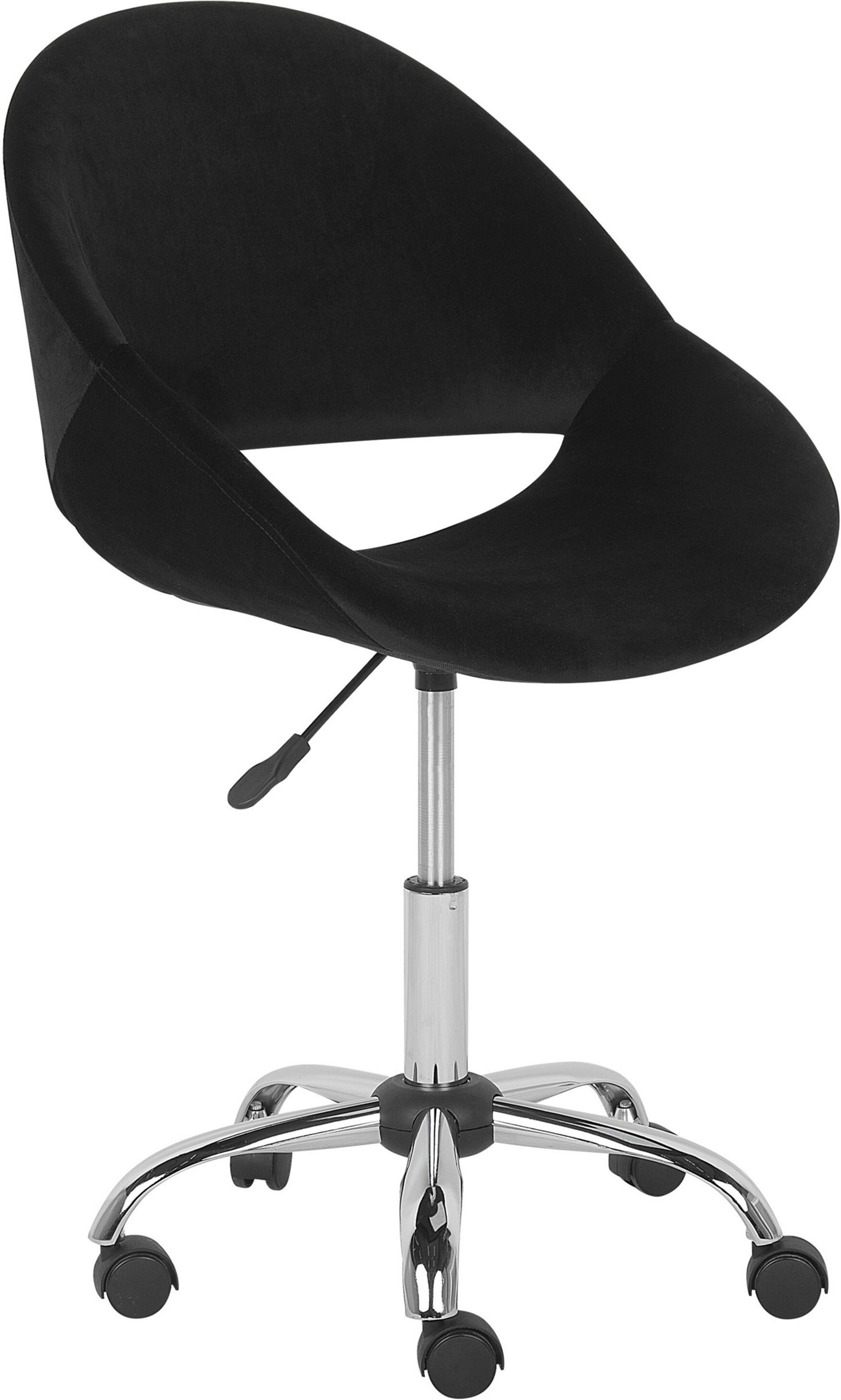 Photos - Computer Chair Beliani Swivel Office Chair Black with Silver Base Velvet Upholstery Adjus 