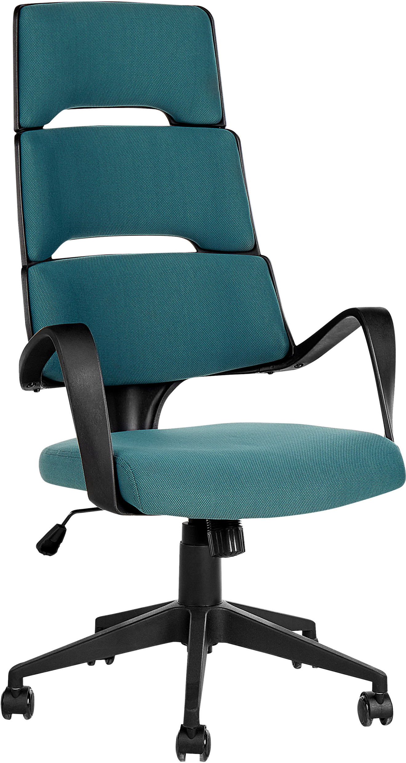 Photos - Computer Chair Beliani Office Chair Teal Blue Fabric Swivel Desk Computer Adjustable Seat 