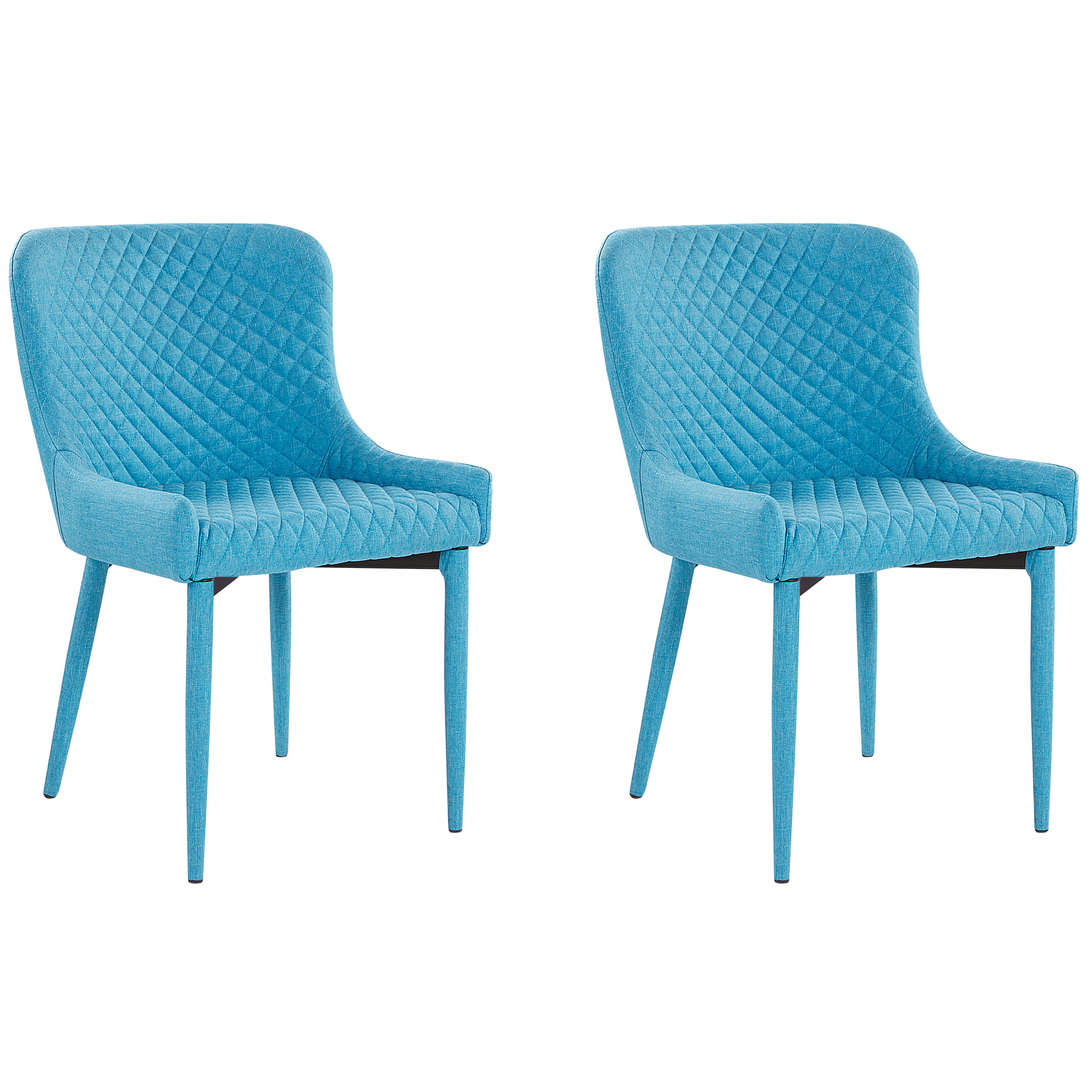 Beliani Set of 2 Dining Chairs Blue Fabric Upholstery Glam Eclectic Style