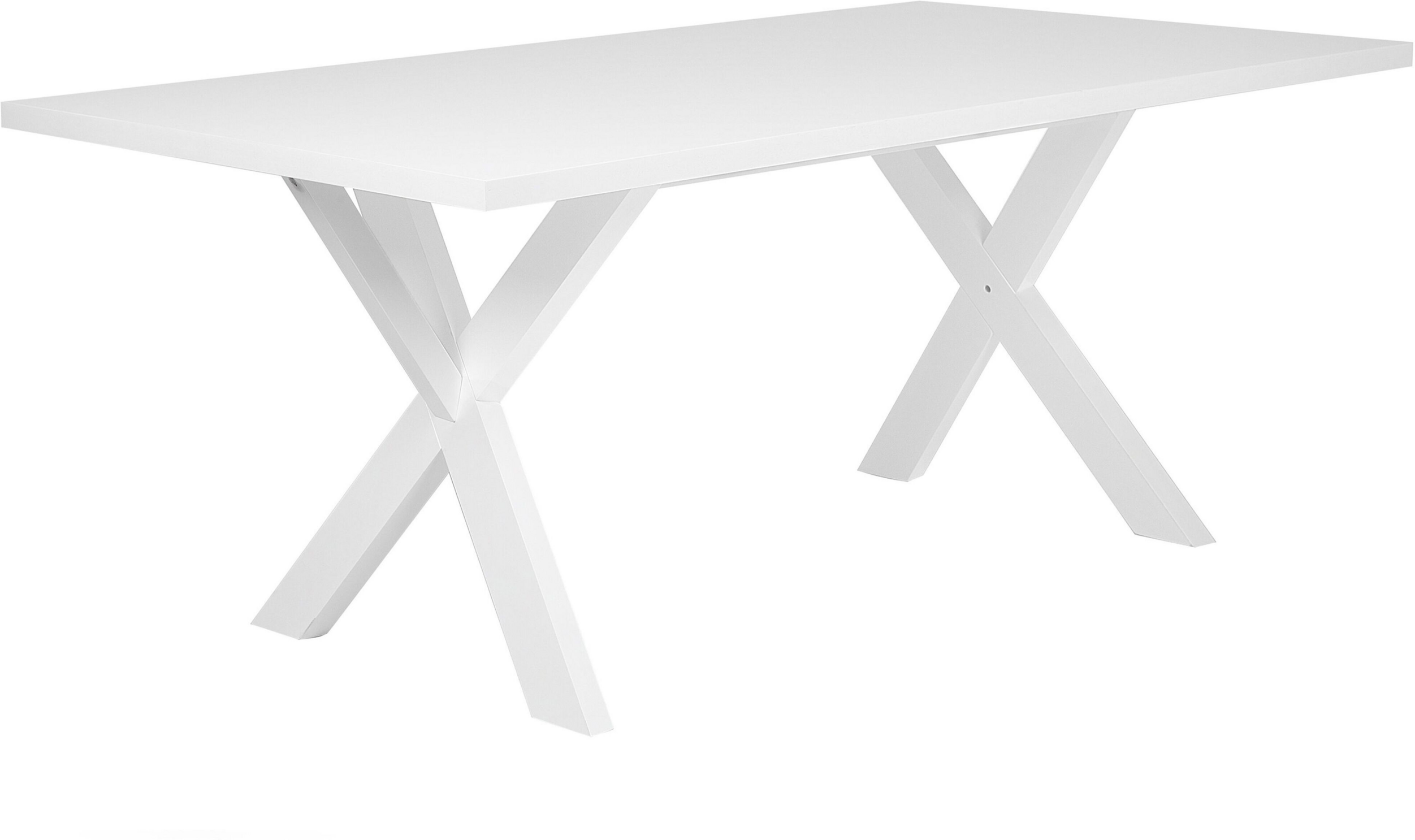 Beliani Dining Table White Tabletop 77 x 180 x 80 cm X-cross Solid Wood Legs Kitchen Table