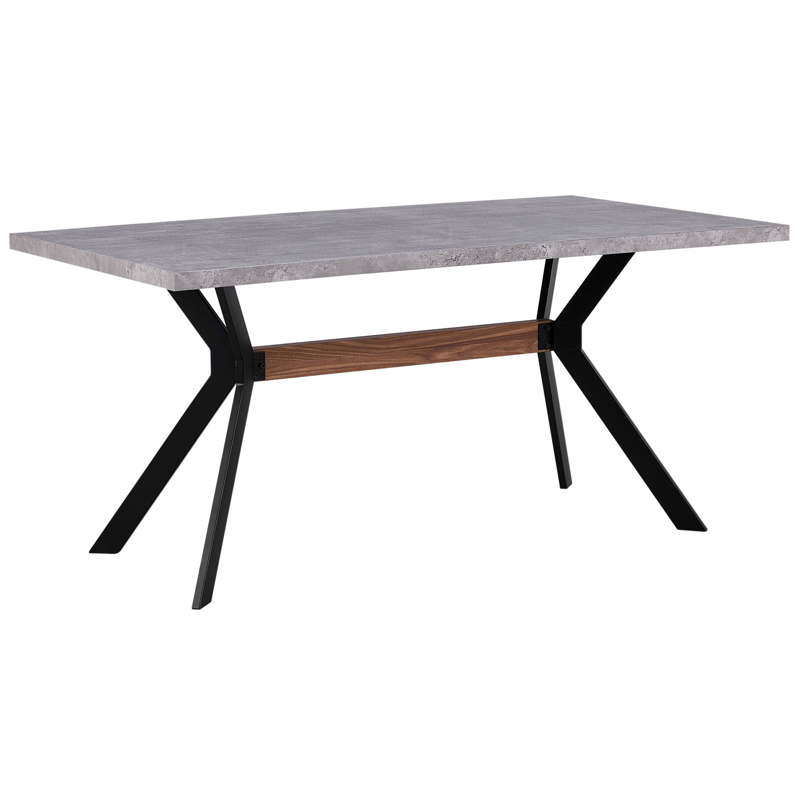 Beliani Dining Table Concrete Effect 160 x 90 cm Black Metal Legs Industrial Kitchen