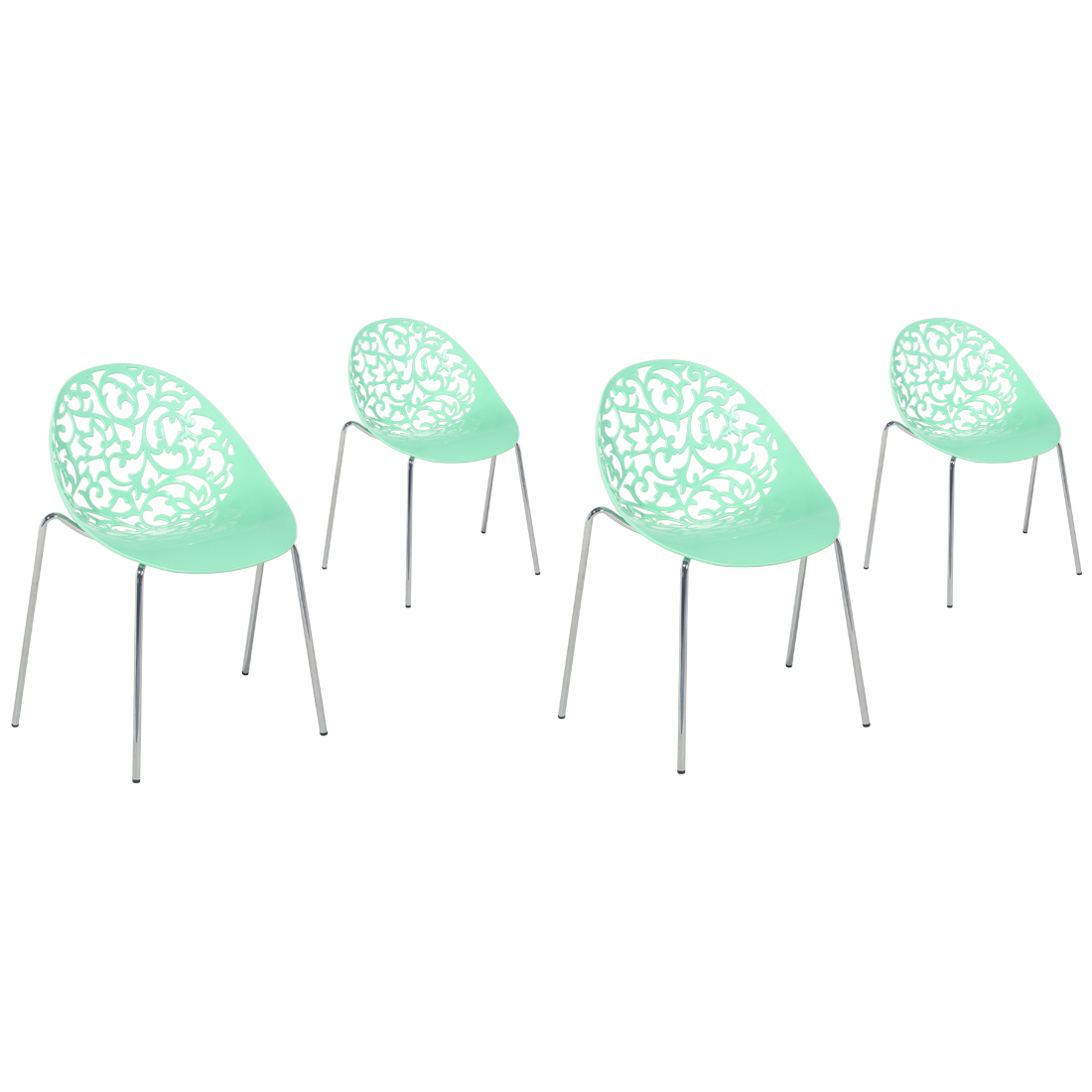 Beliani Set of 4 Dining Chairs Green Plastic Cut Out Modern