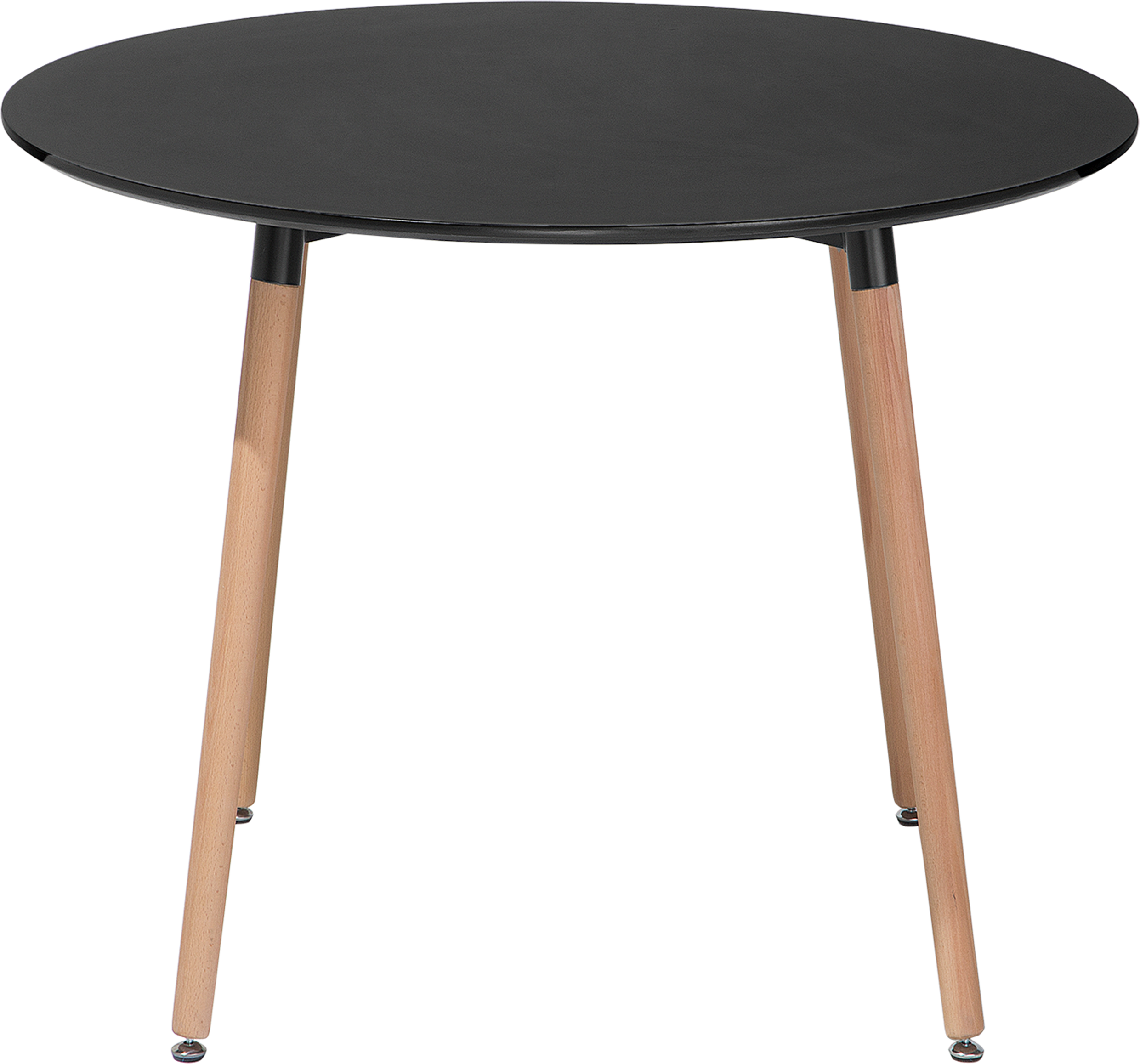 Beliani Dining Table Black Beechwood ø 90 cm Round Kitchen Living Room Minimalist