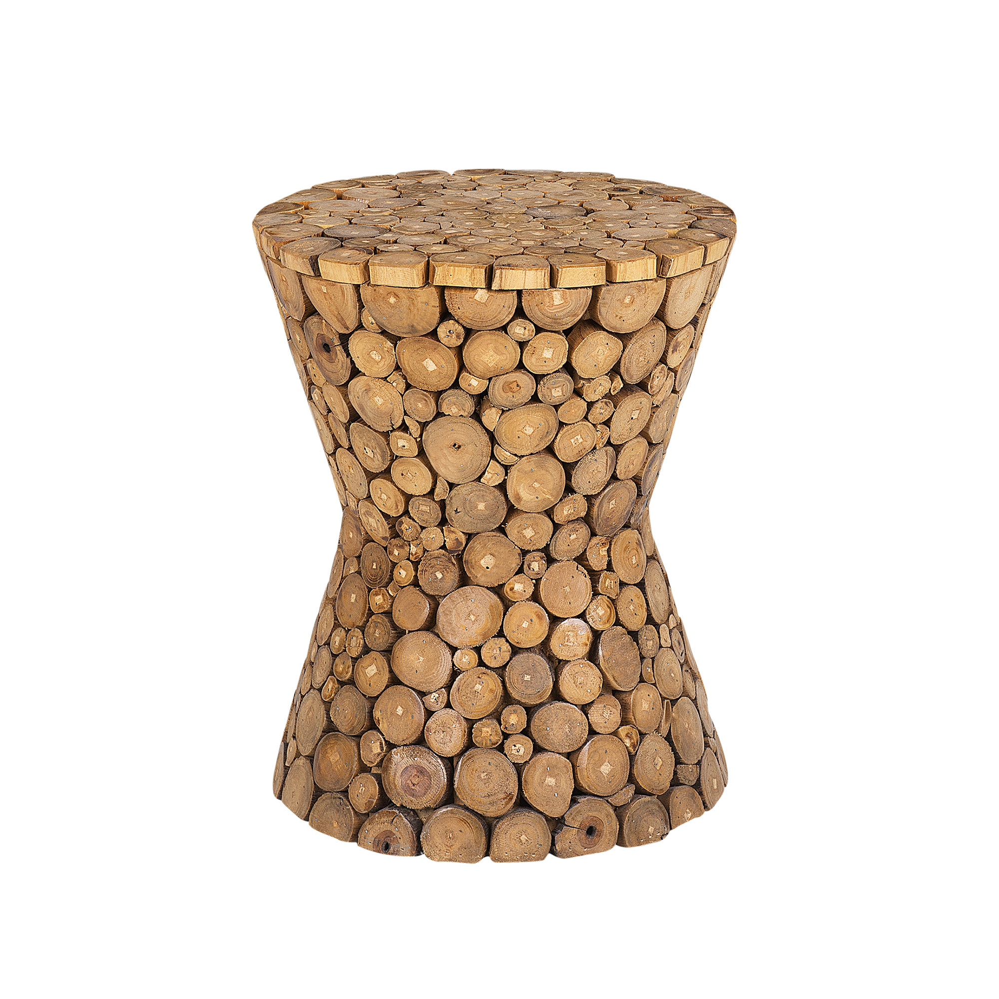 Beliani Side Table Light Wood Teak 45 x 30 x 30 cm Rustic