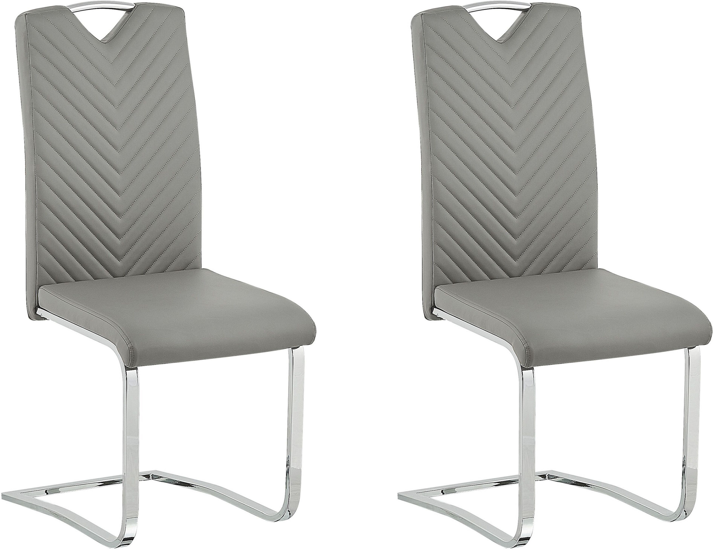 Beliani Set of 2 Dining Chairs Light Grey Faux Leather Upholstered Seat Hight Back Cantilever Conference Room Modern