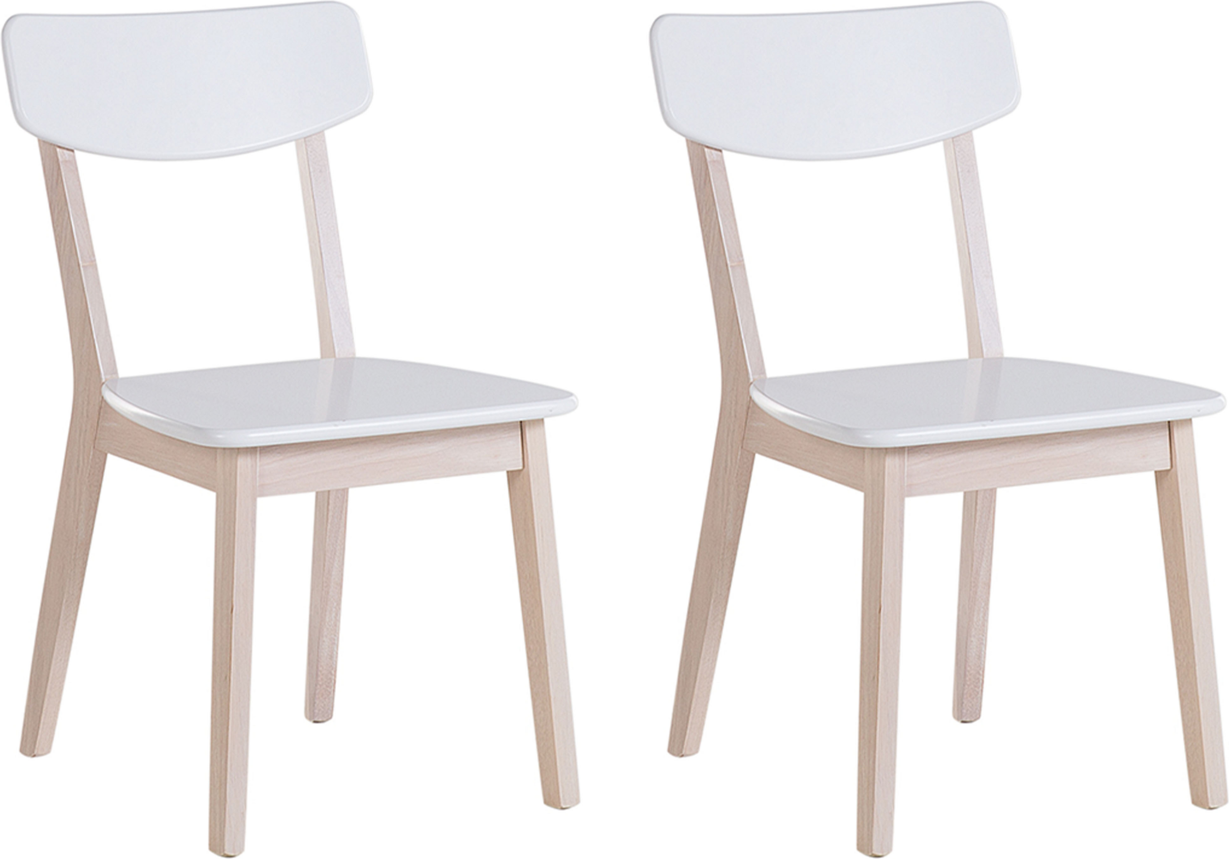 Beliani Set of 2 Dining Chairs White with Light Wood Legs Modern Retro Style