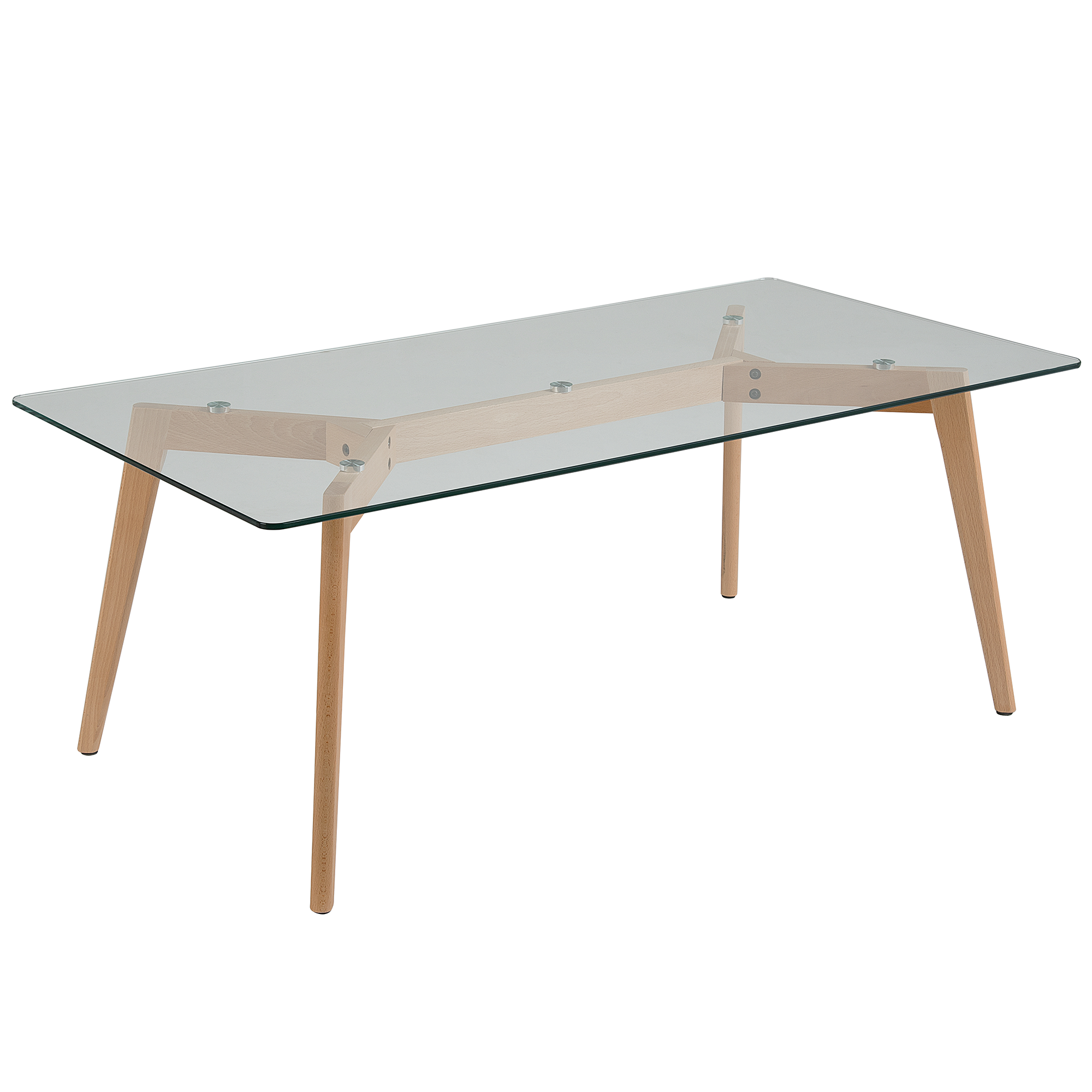 Beliani Coffee Table Transparent Glass Top Wooden Legs Rectangular Scandinavian Modern