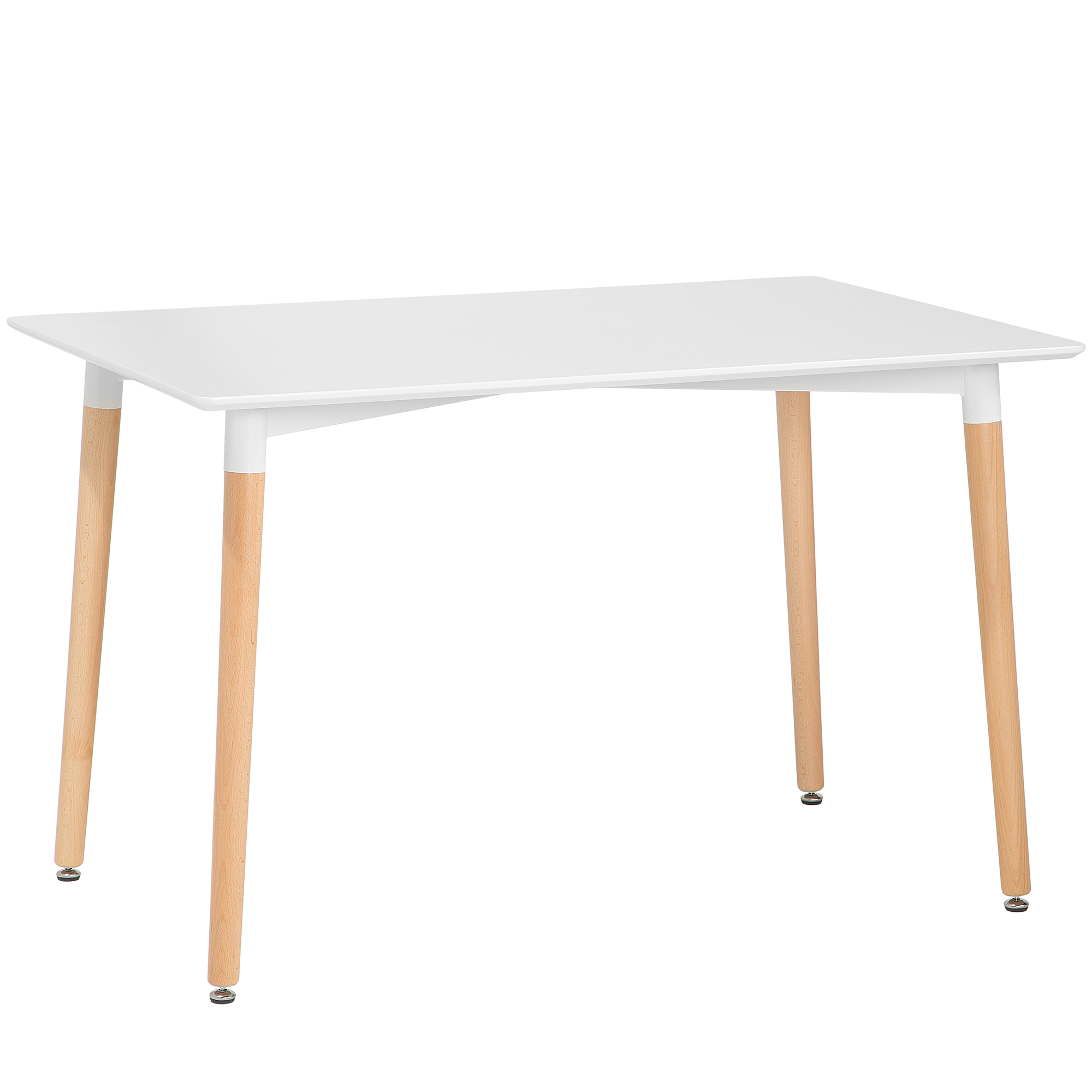 Beliani Dining Table White and Light Wood 120 x 80 cm Rectangular Modern