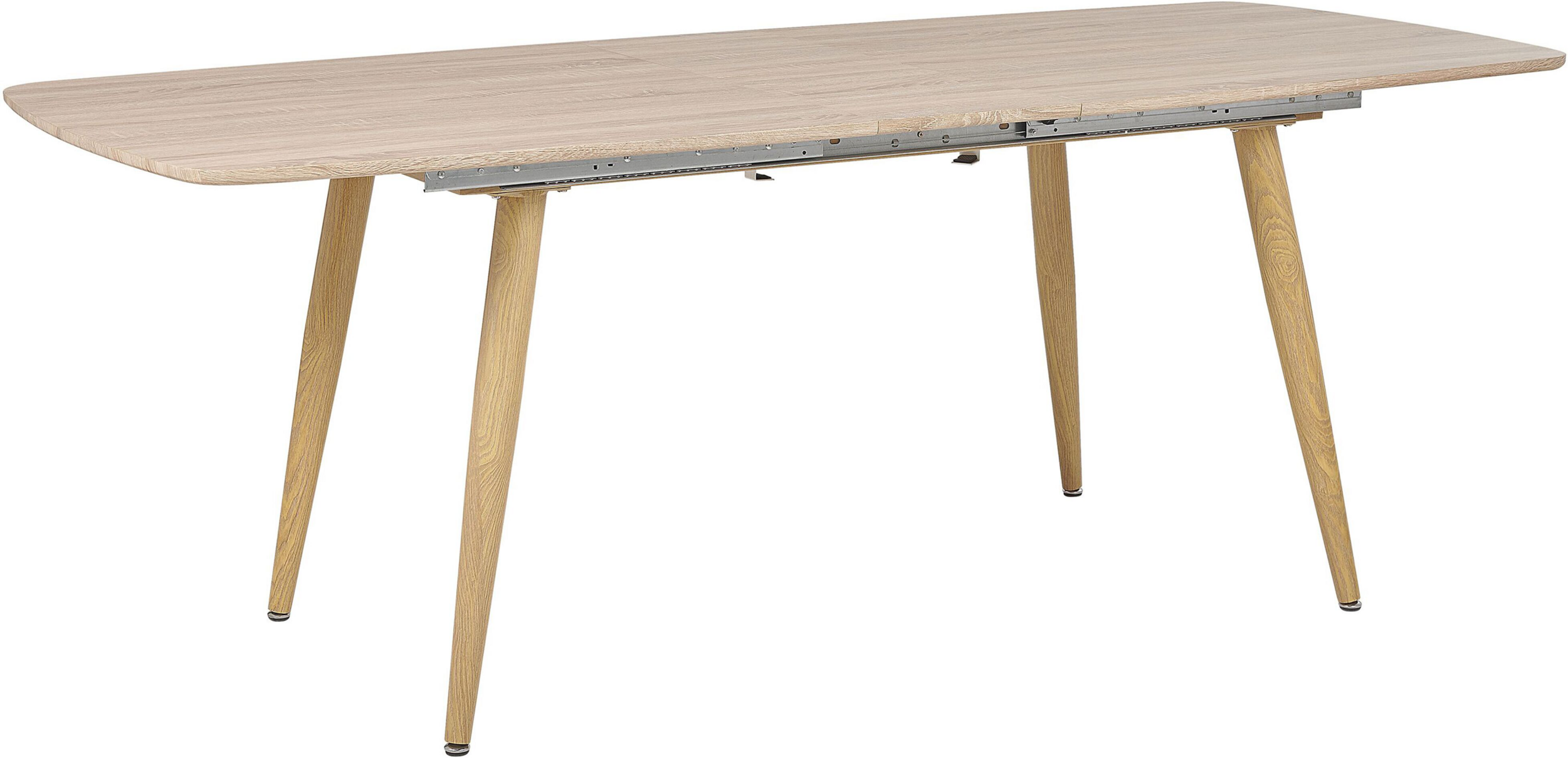 Beliani Dining Table Light Wood MDF Extendable Tabletop 180/210 x 90 cm 6 Seater Minimalist Table