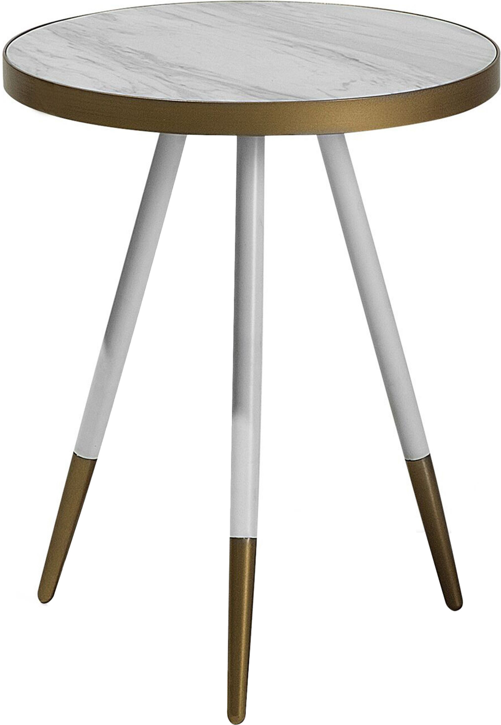 Beliani Coffee Table White Marble Effect Gold Base Tripod Living Room