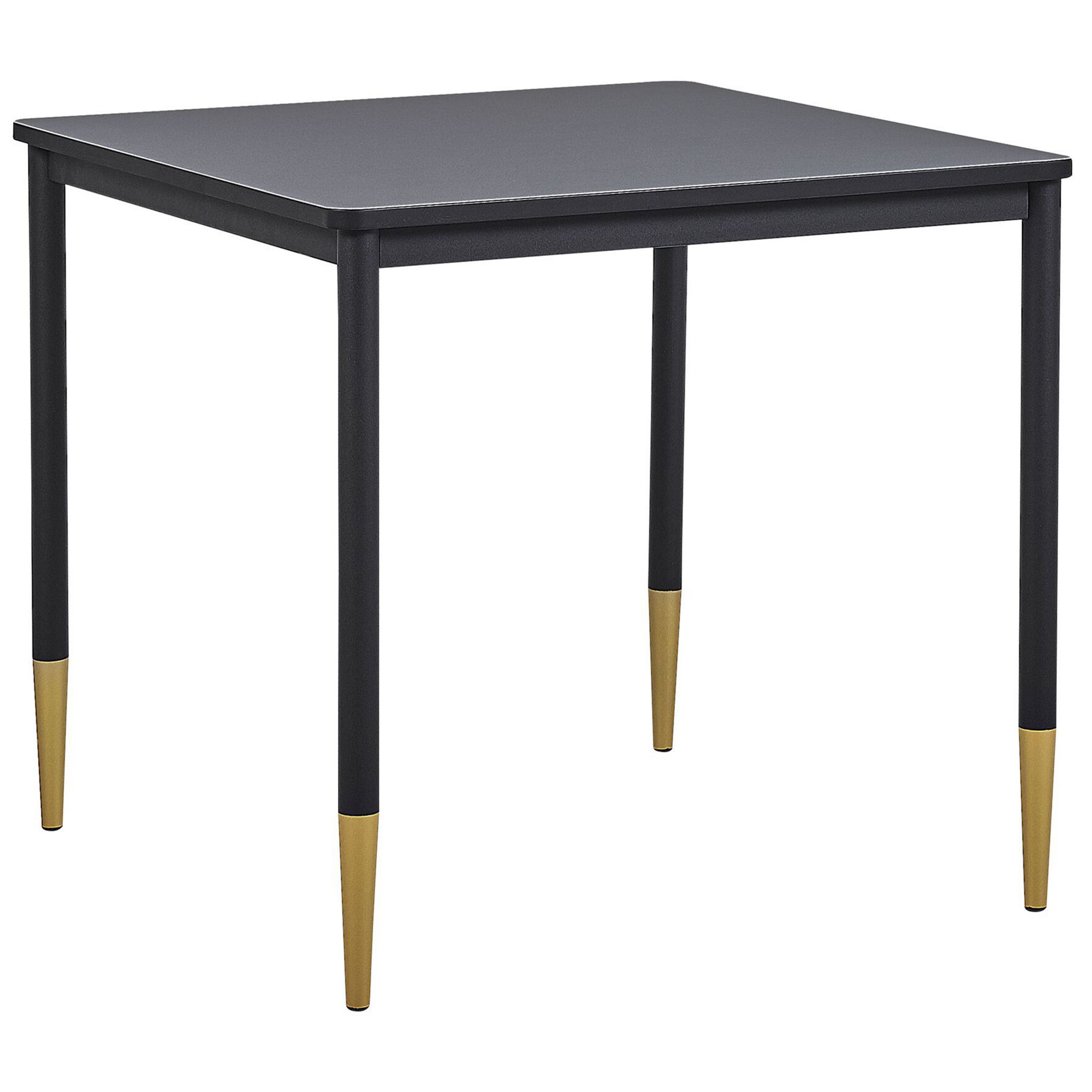 Beliani Dining Table Black MDF Tabletop 80 x 80 cm Square Kitchen Table with Metal Legs Glamour Style