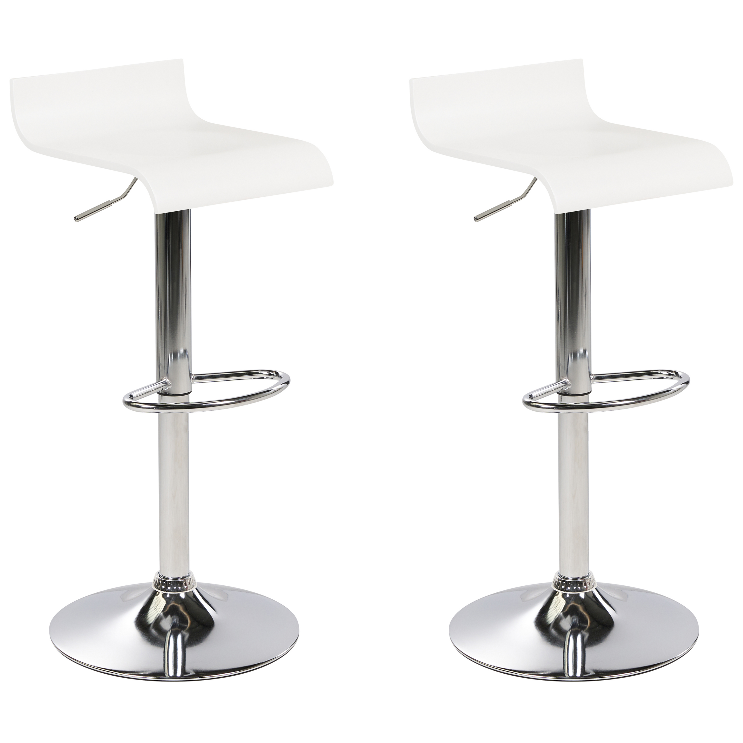 Beliani Bar Stool White with Footstool Swivel Gas Lift Adjustable Height Modern