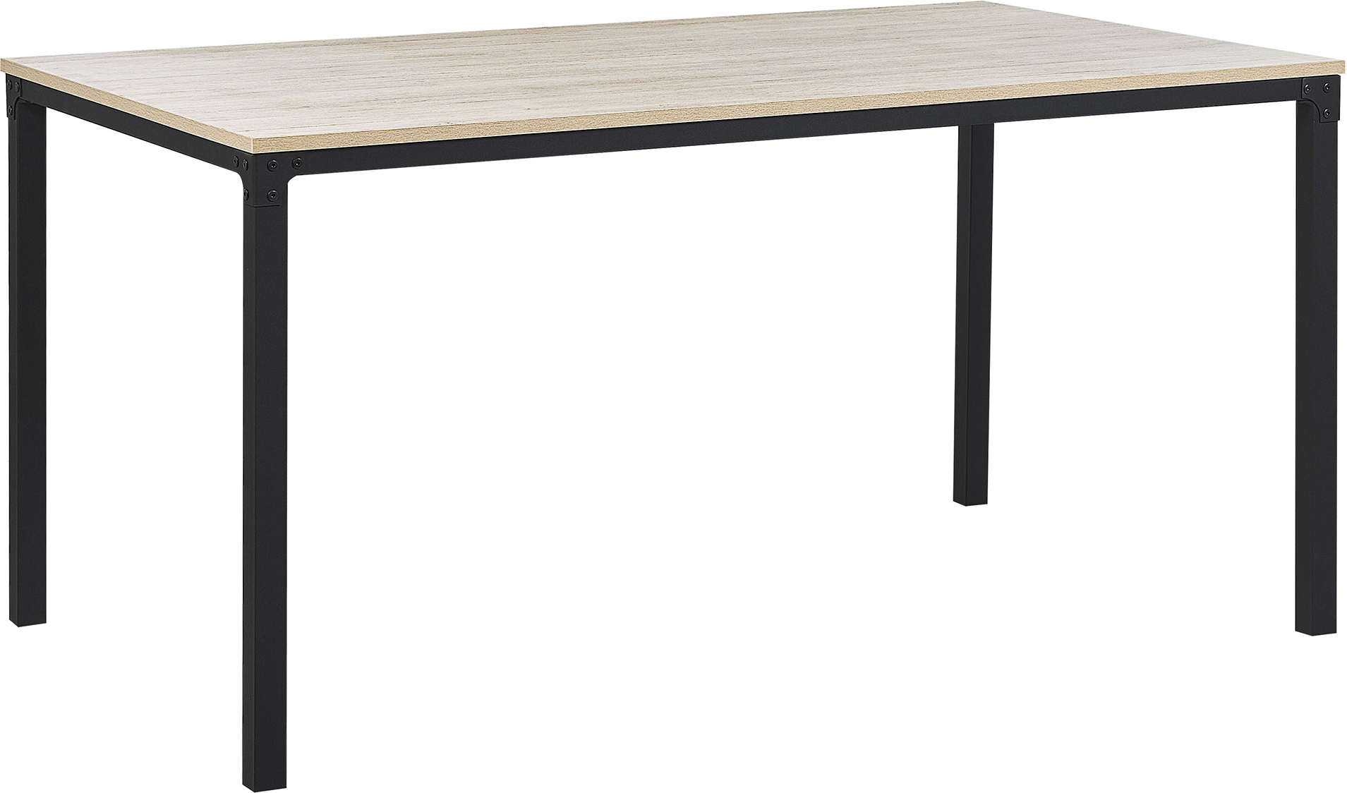 Beliani Dining Table Black with Light Wood Particle Board Metal Legs 150 x 90 cm Scandinavian