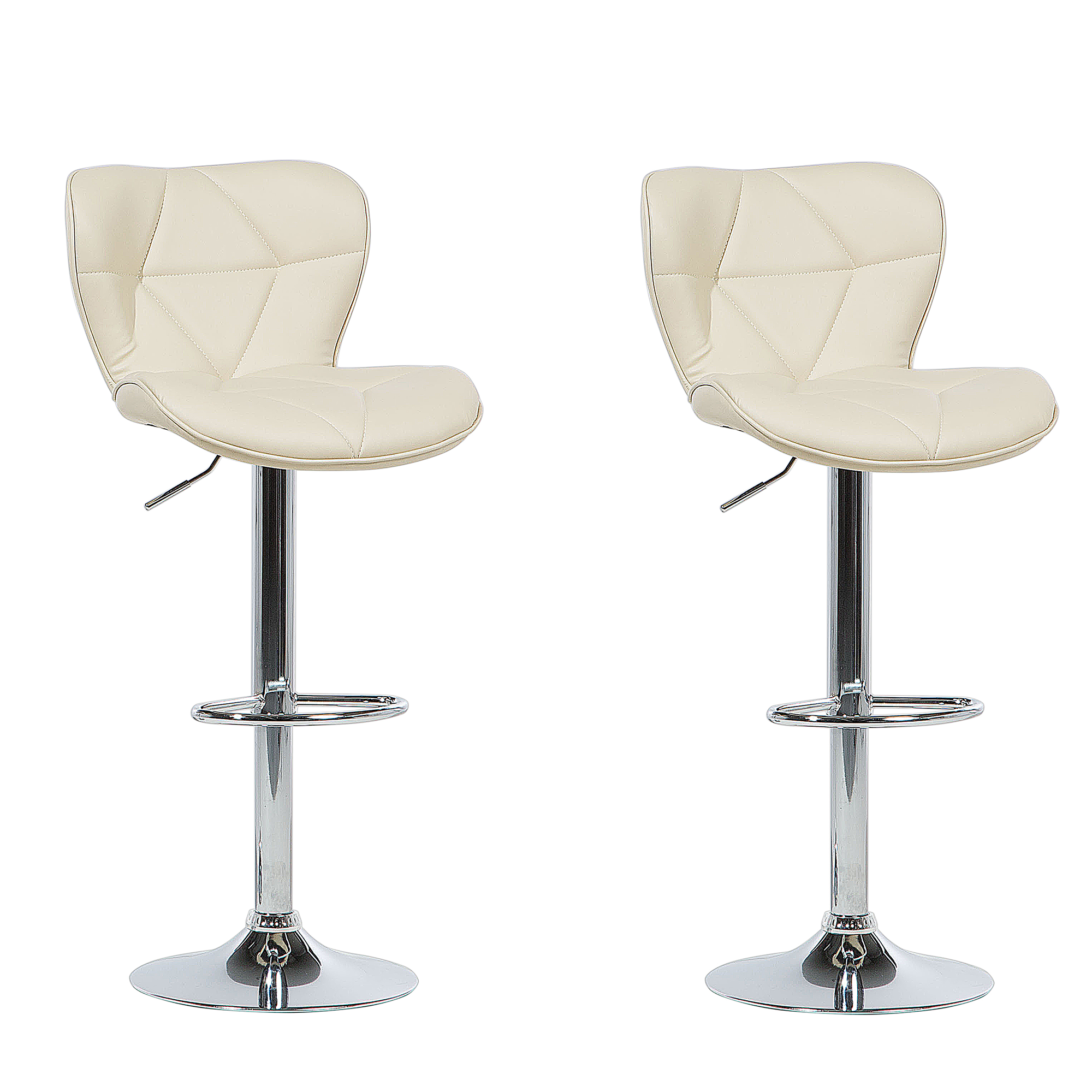 Beliani Set of 2 Bar Stool Beige Faux Leather Swivel Adjustable Height Modern Kitchen Bar Chair