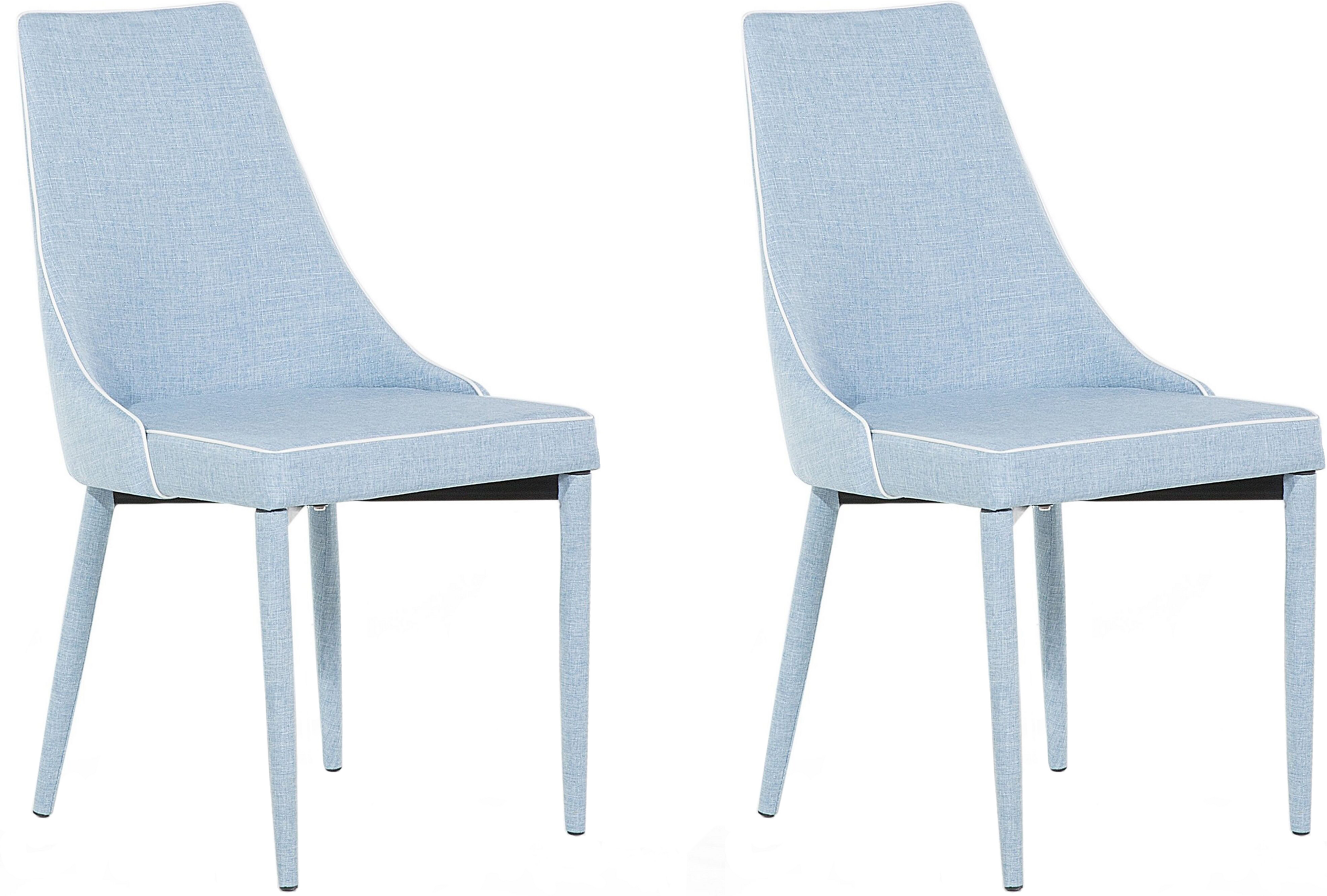 Beliani Set of 2 Dining Chairs Light Blue Fabric Upholstery Modern Eclectic Style