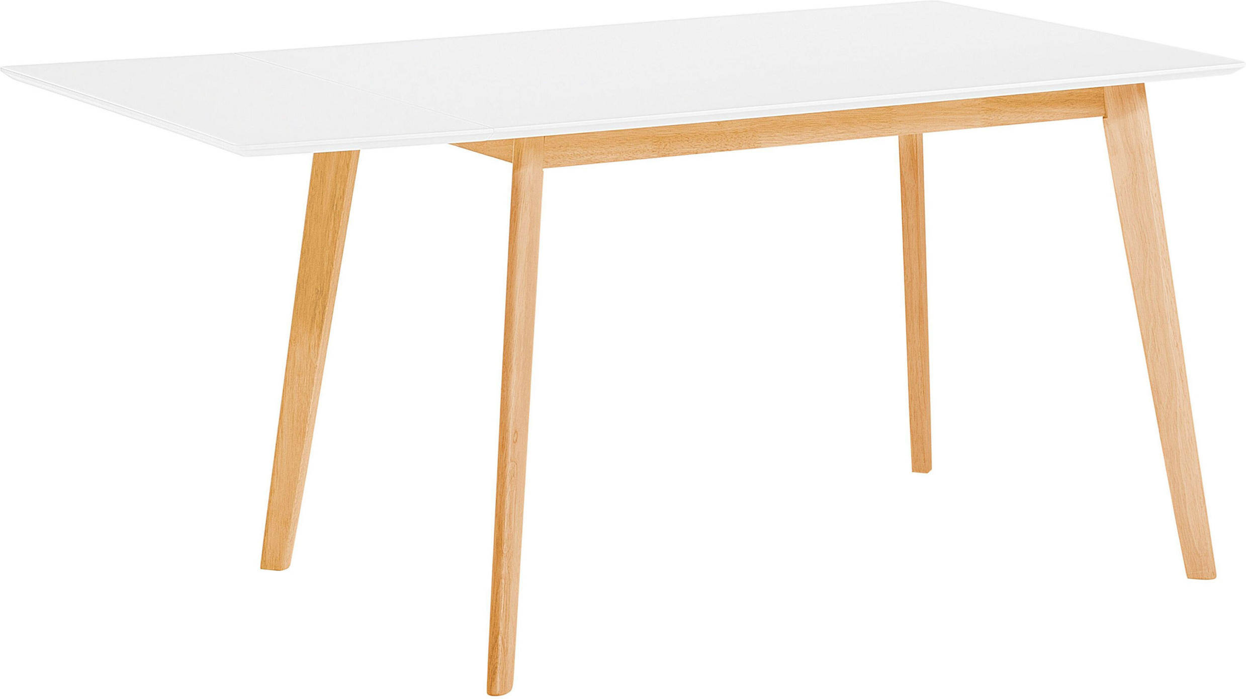 Beliani Dining Table White 120/155 x 80 cm Extending Drop Leaf Wooden Legs Scandinavian Minimalist