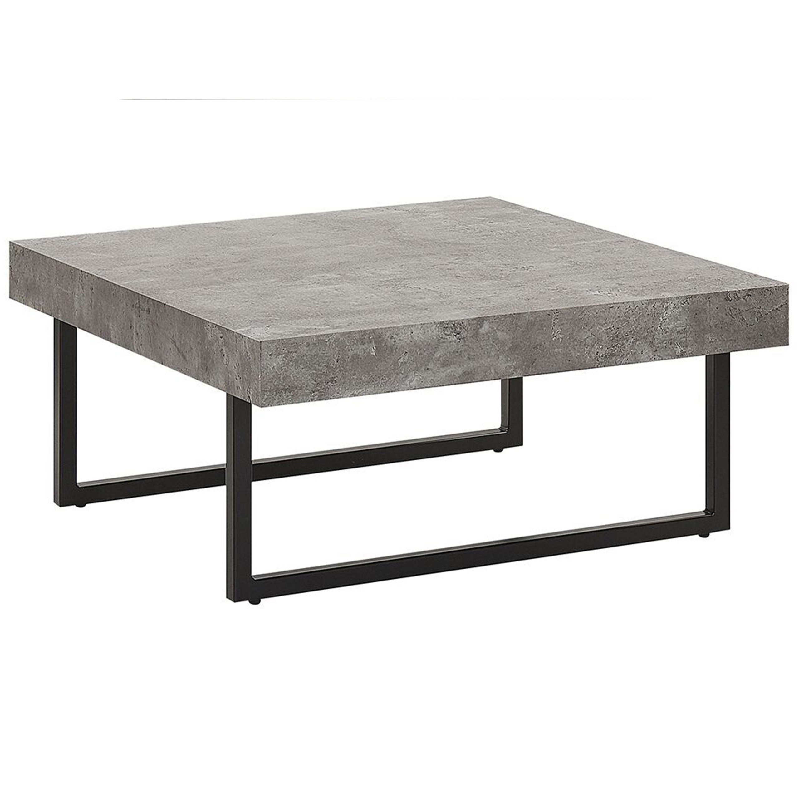 Beliani Square Coffee Table Industrial Style MDF Top with Concrete Finish Metal Legs with Caps